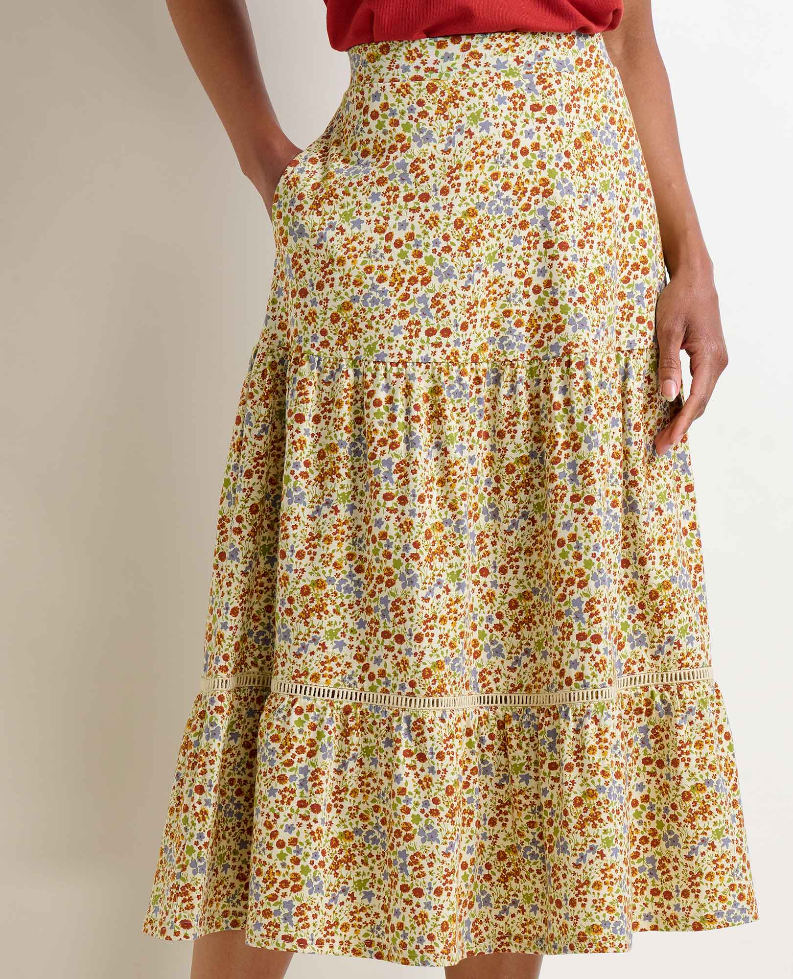 Marigold Tiered Midi Skirt - Coyean