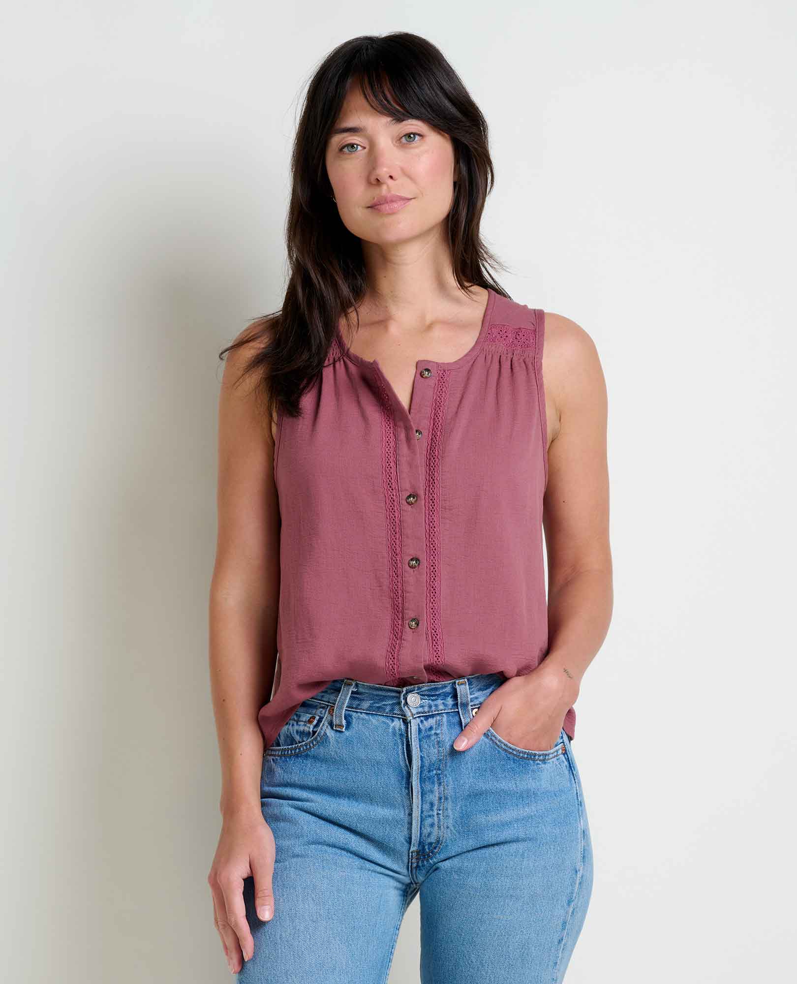 Manzana Button Front Tank - Coyean