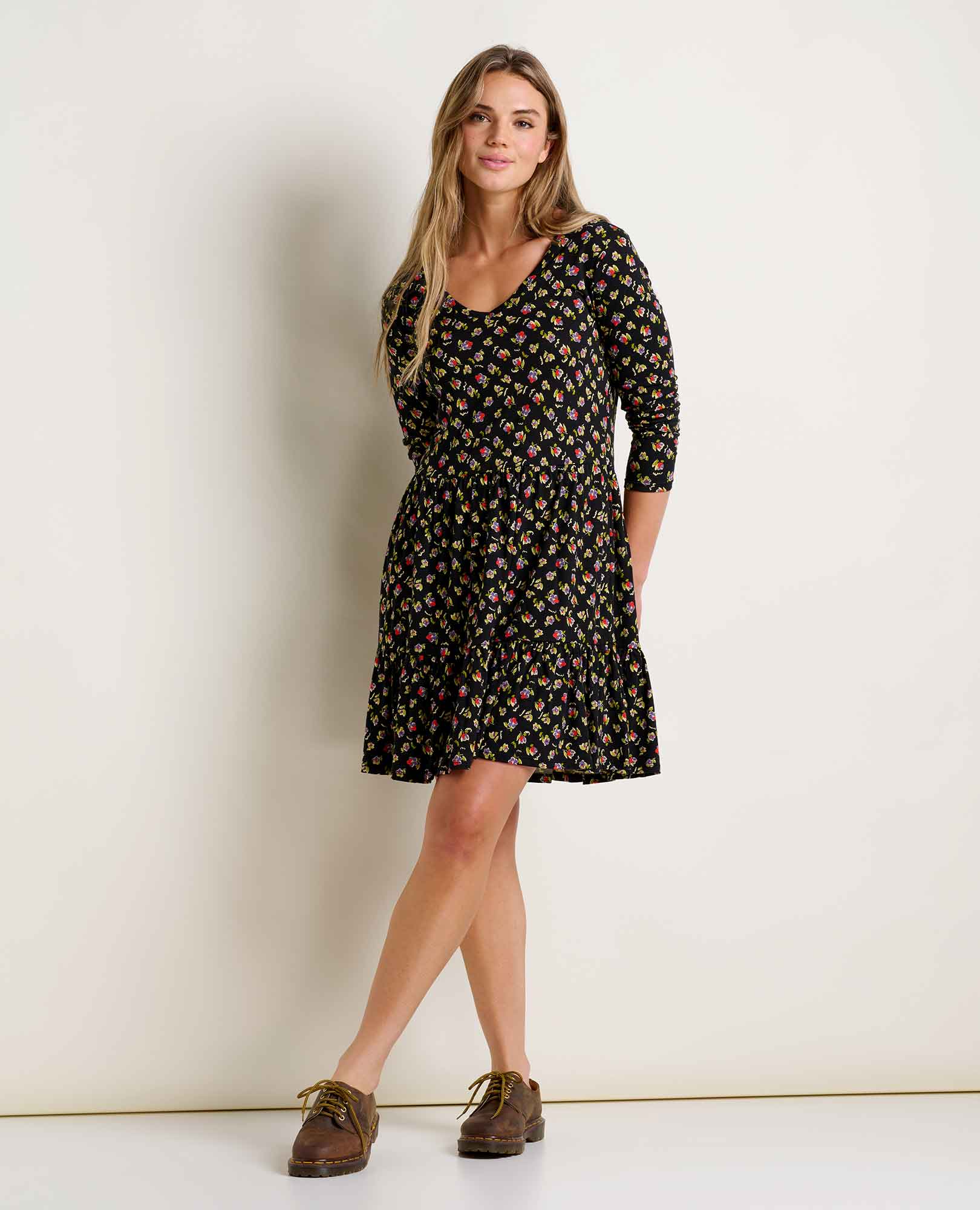 Marley Tiered Long Sleeve Dress - Coyean