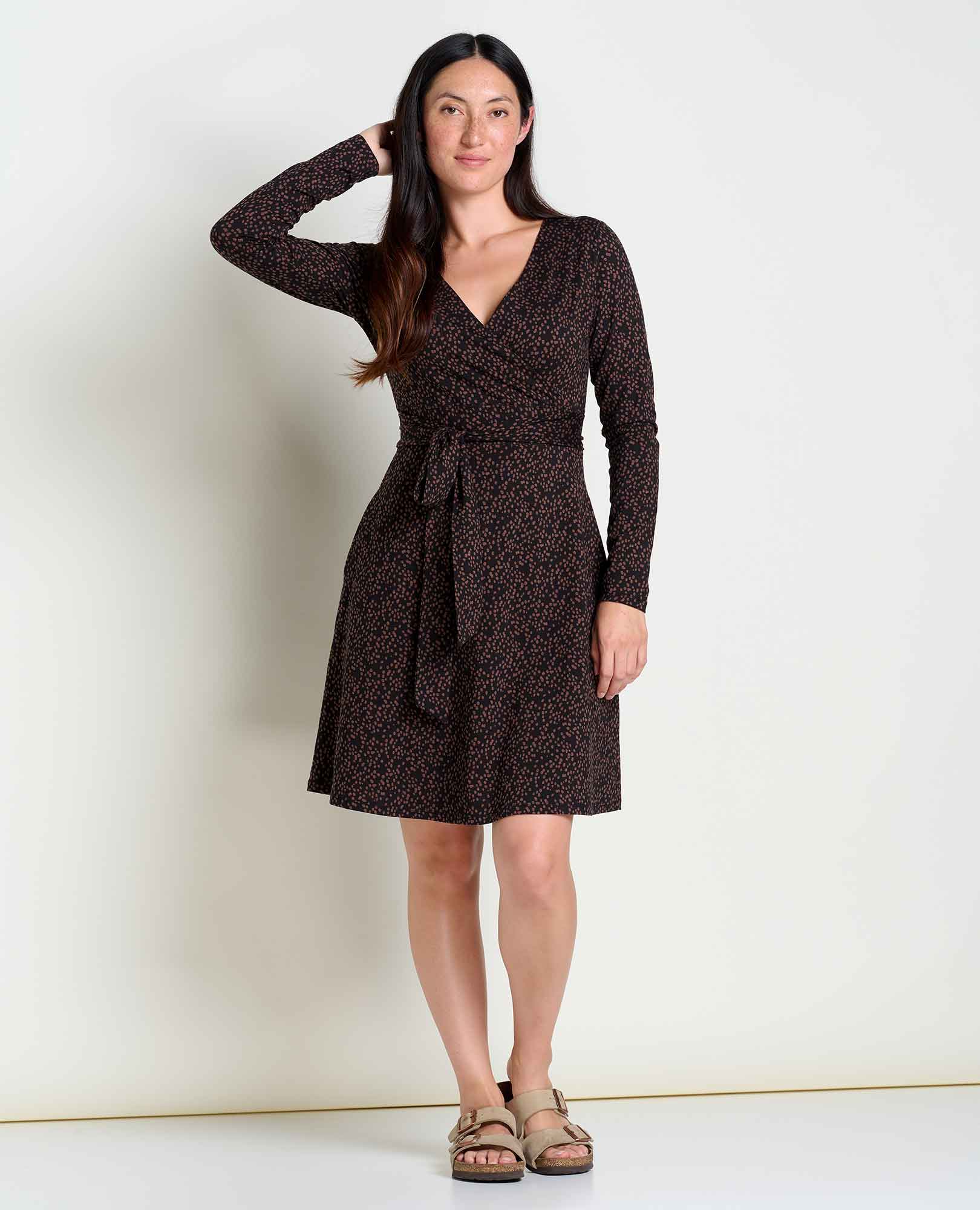 Cue Wrap Long Sleeve Dress - Coyean