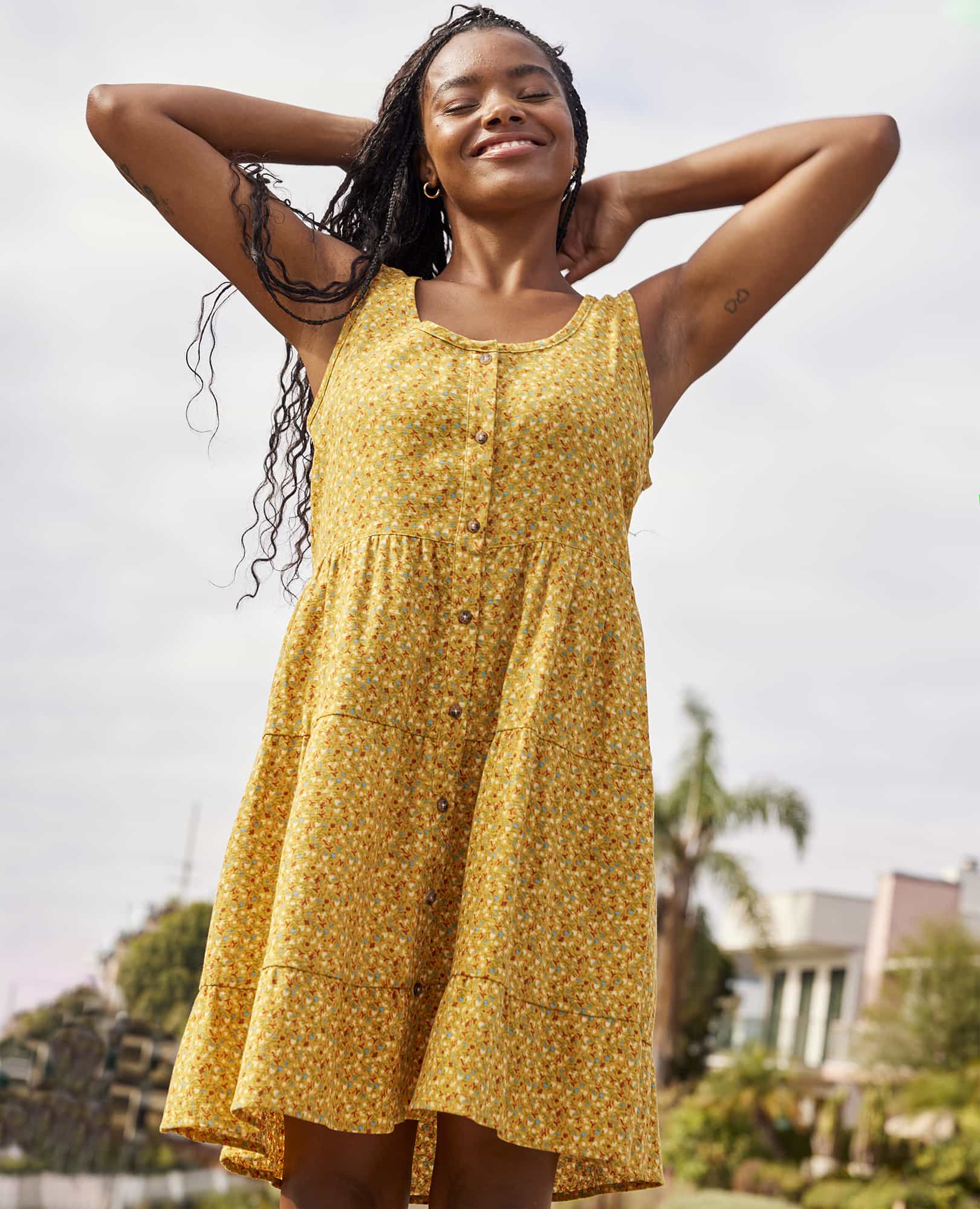 Manzana Tiered Sleeveless Dress - Coyean