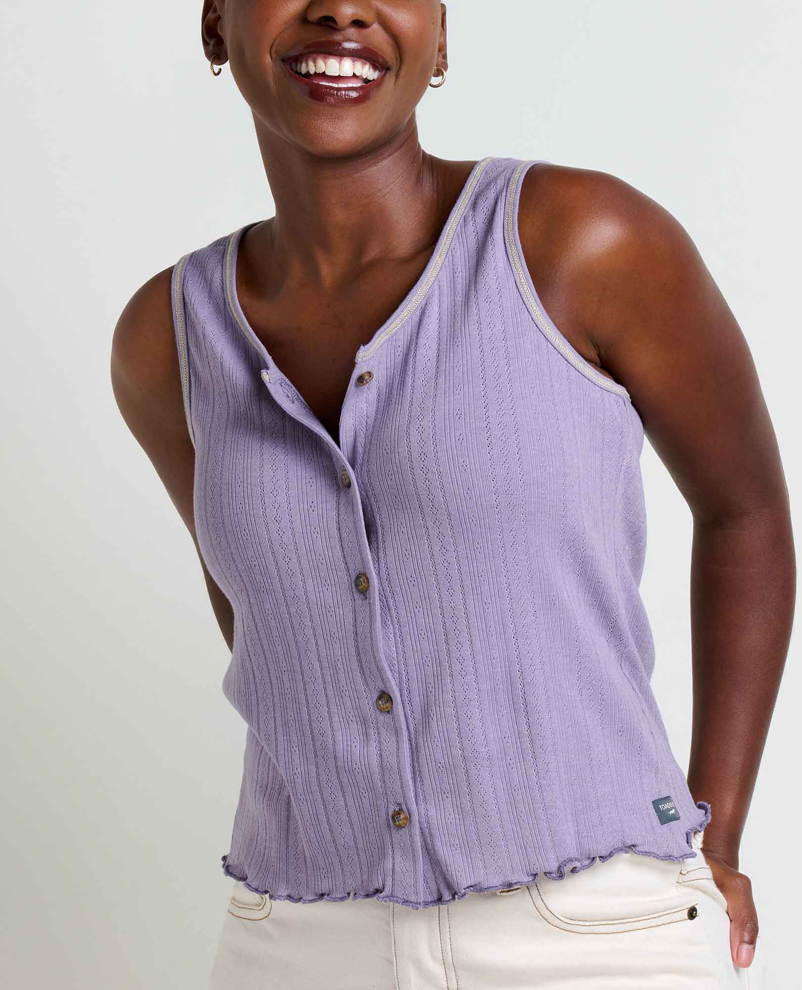 Foothill Pointelle Button Tank - Coyean