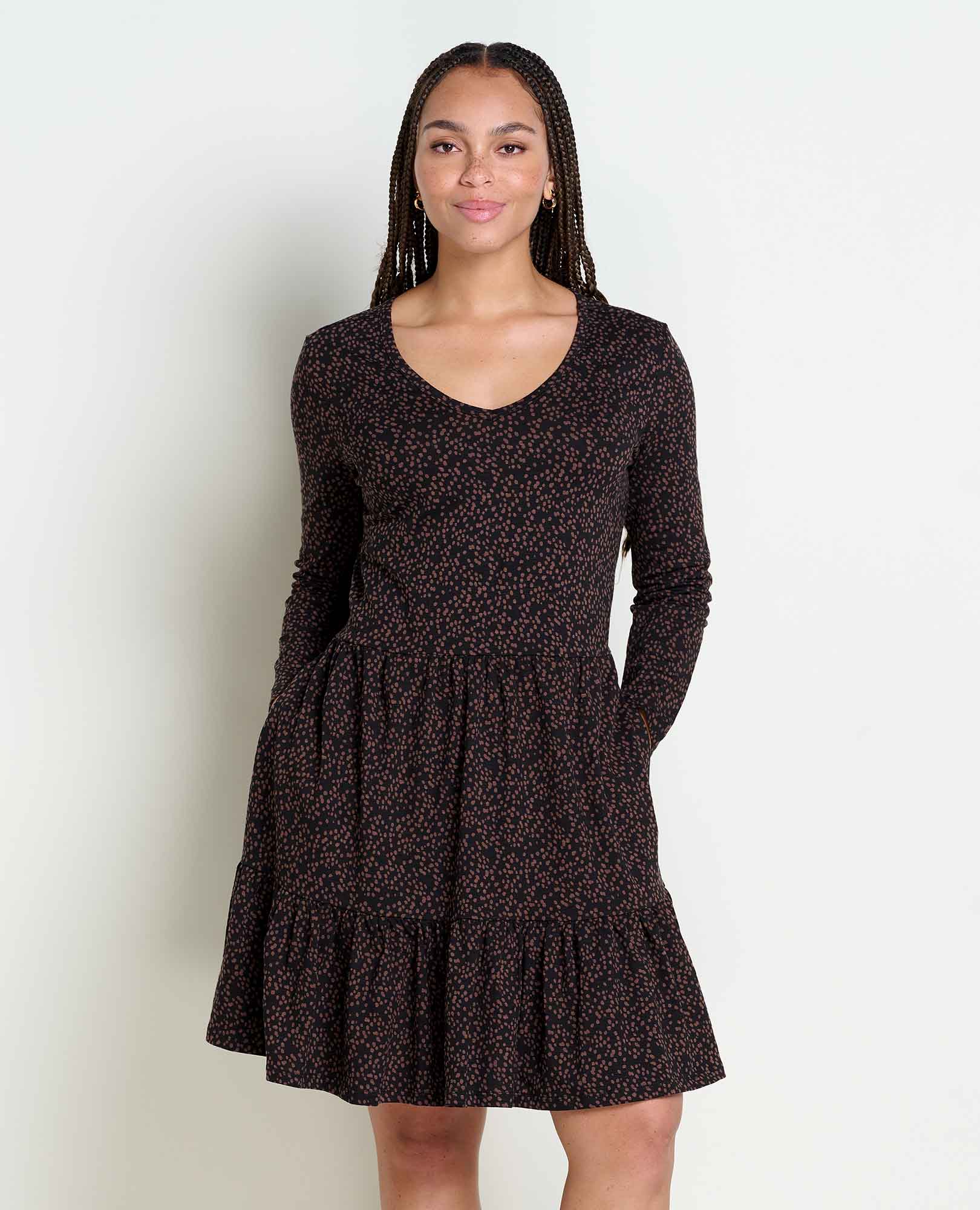 Marley Tiered Long Sleeve Dress - Coyean