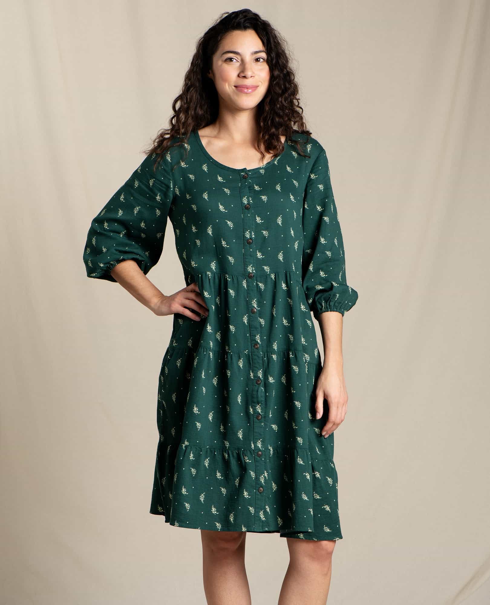 Manzana Tiered Long Sleeve Dress - Coyean