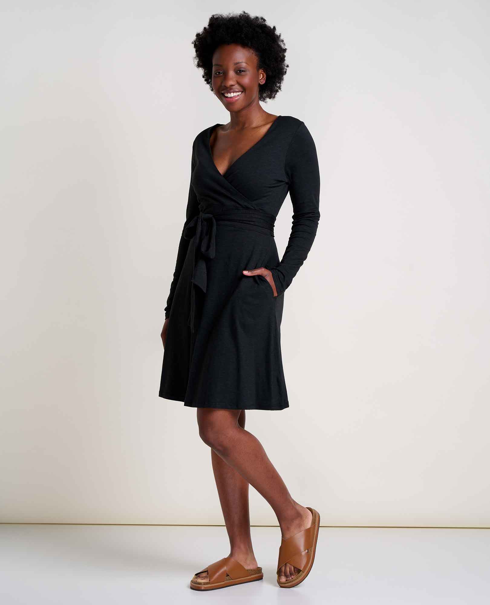 Cue Wrap Long Sleeve Dress - Coyean