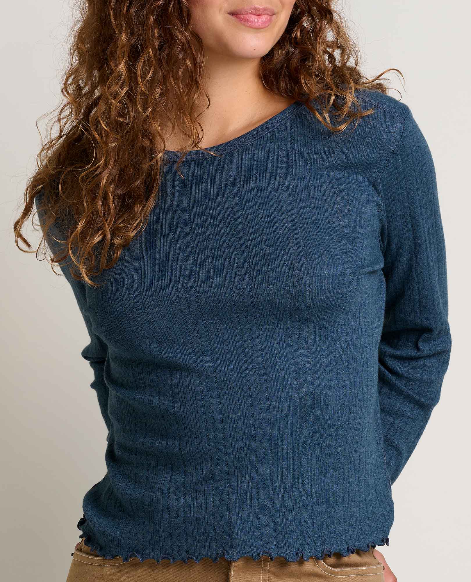 Foothill Pointelle Long Sleeve Crew - Coyean