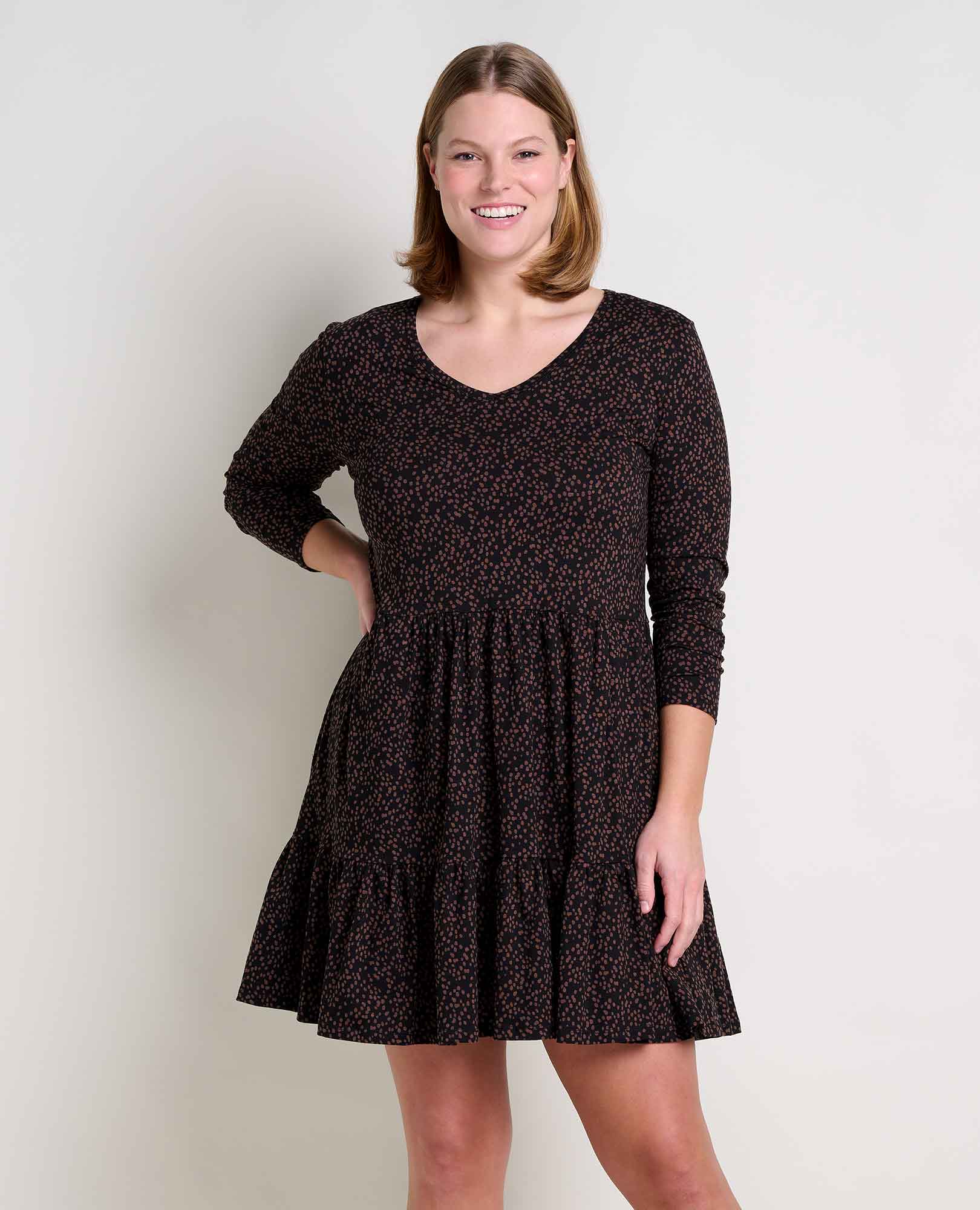 Marley Tiered Long Sleeve Dress - Coyean