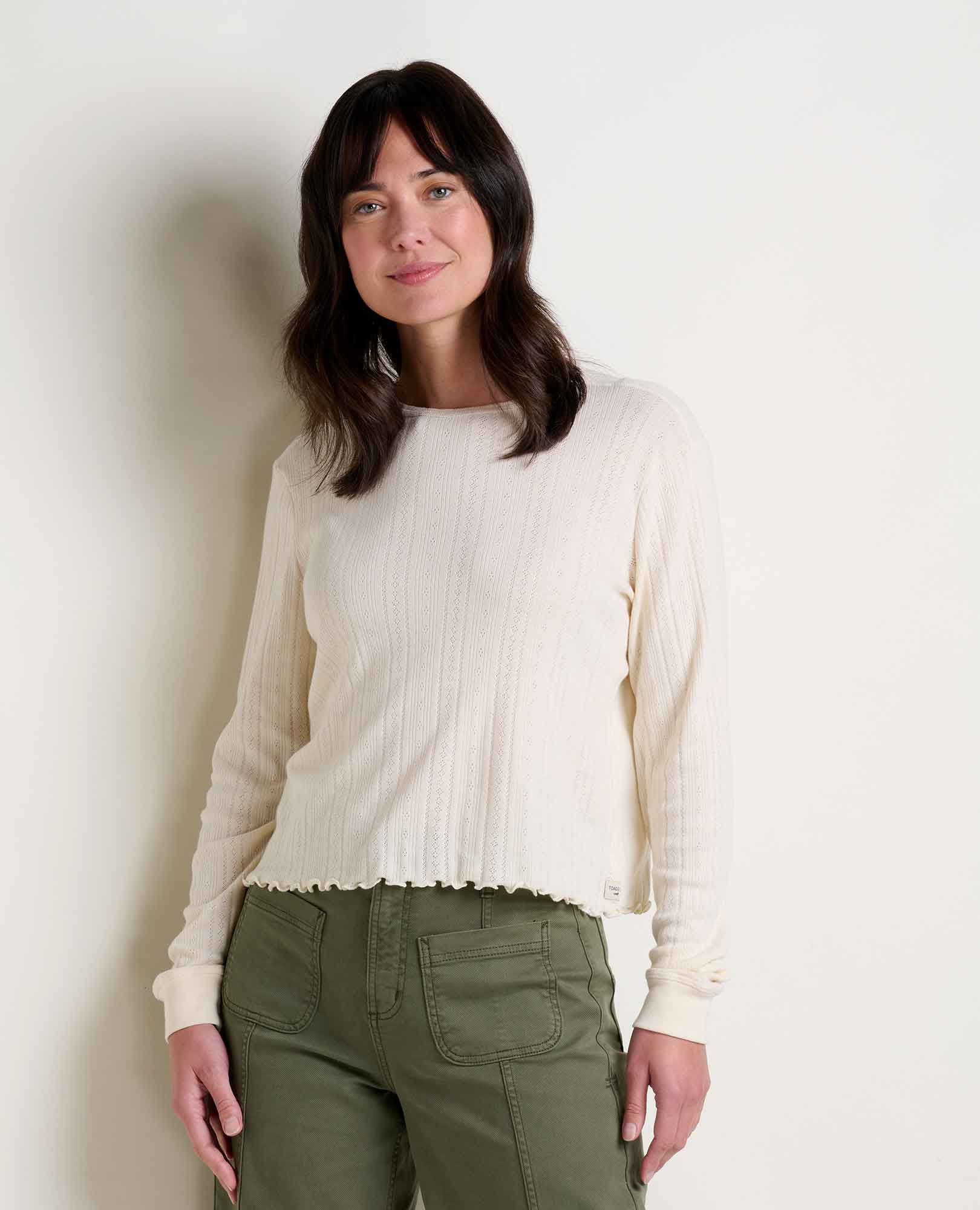 Foothill Pointelle Long Sleeve Crew - Coyean