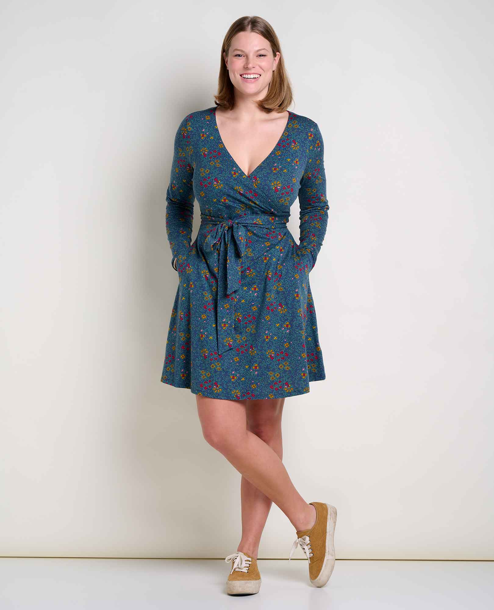 Cue Wrap Long Sleeve Dress - Coyean