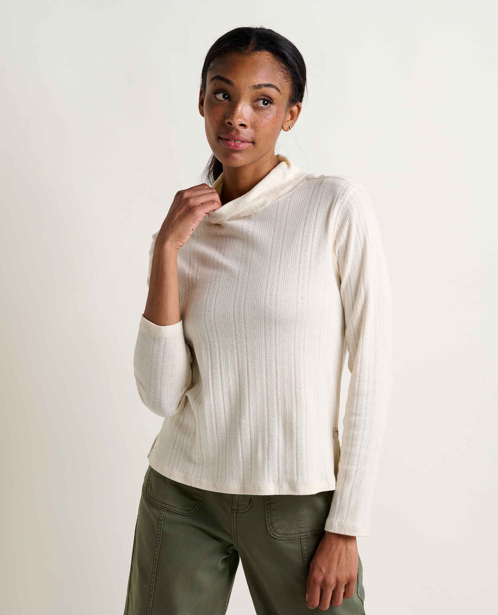 Foothill Pointelle Long Sleeve T-Neck - Coyean