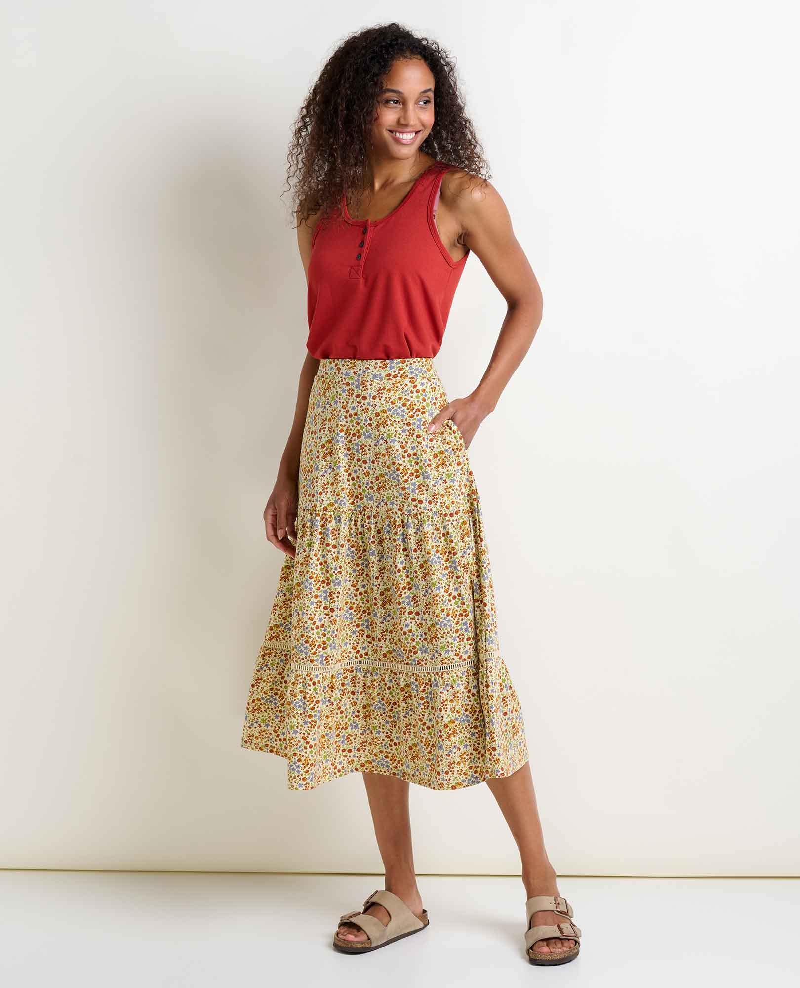 Marigold Tiered Midi Skirt - Coyean