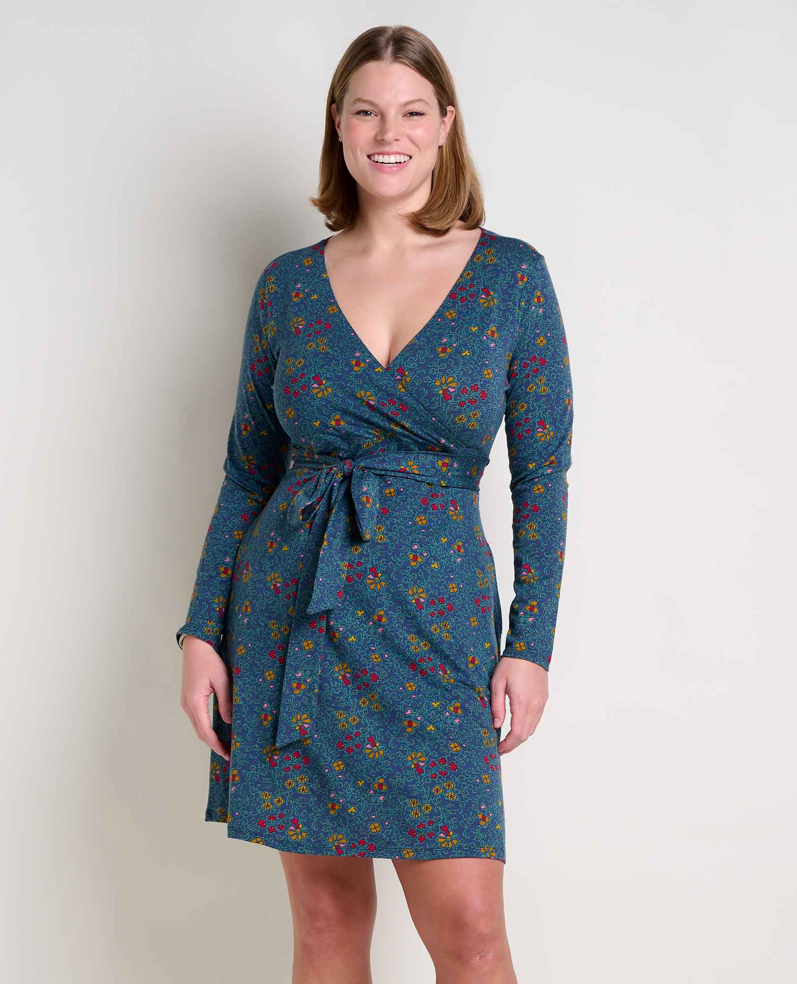Cue Wrap Long Sleeve Dress - Coyean