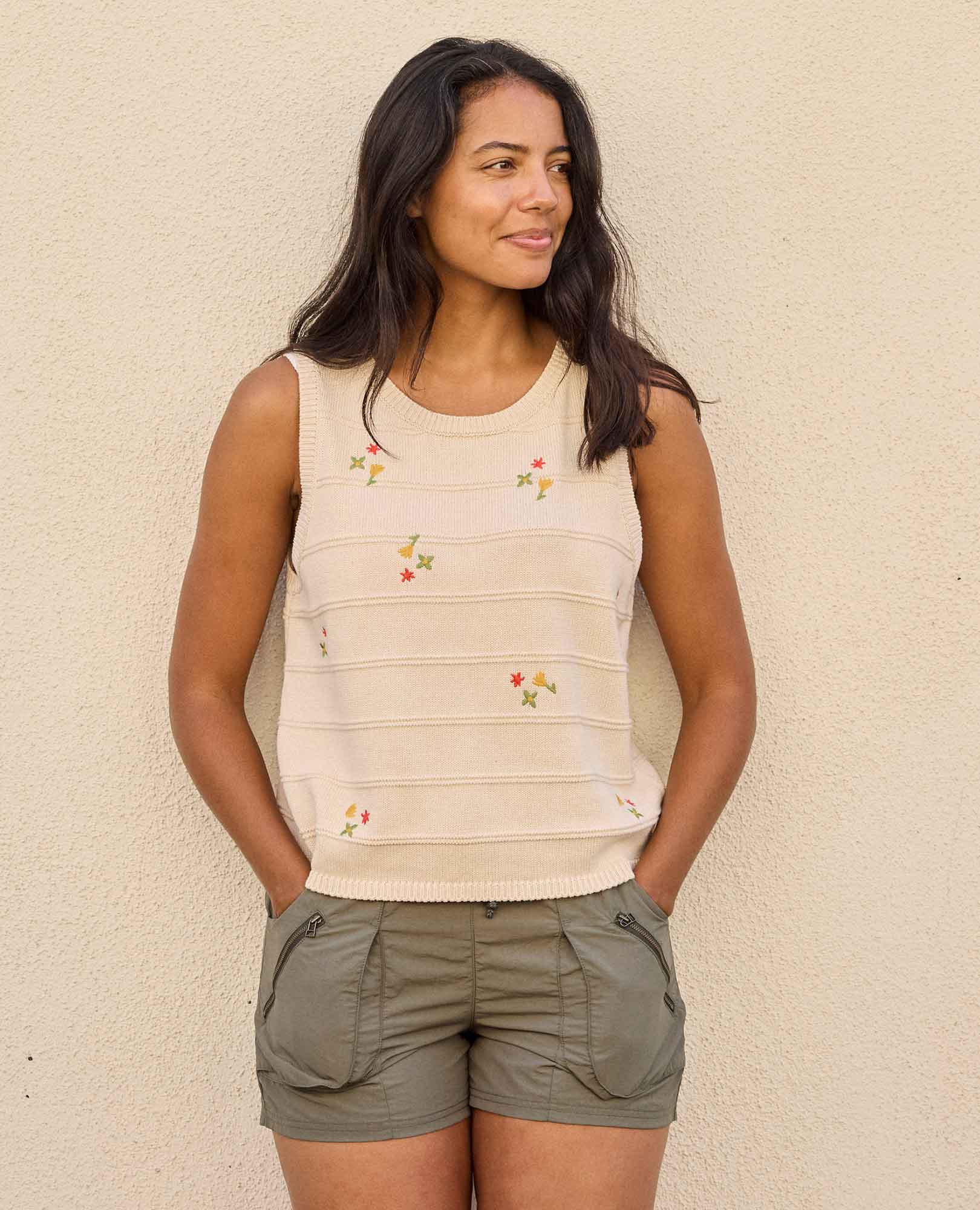 Bianca Crew Tank Embroidered - Coyean