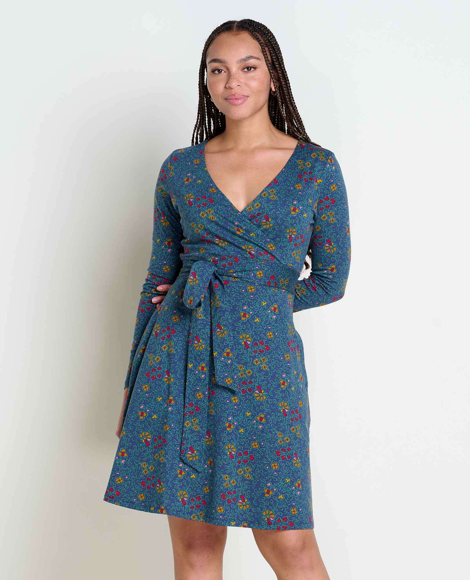 Cue Wrap Long Sleeve Dress - Coyean