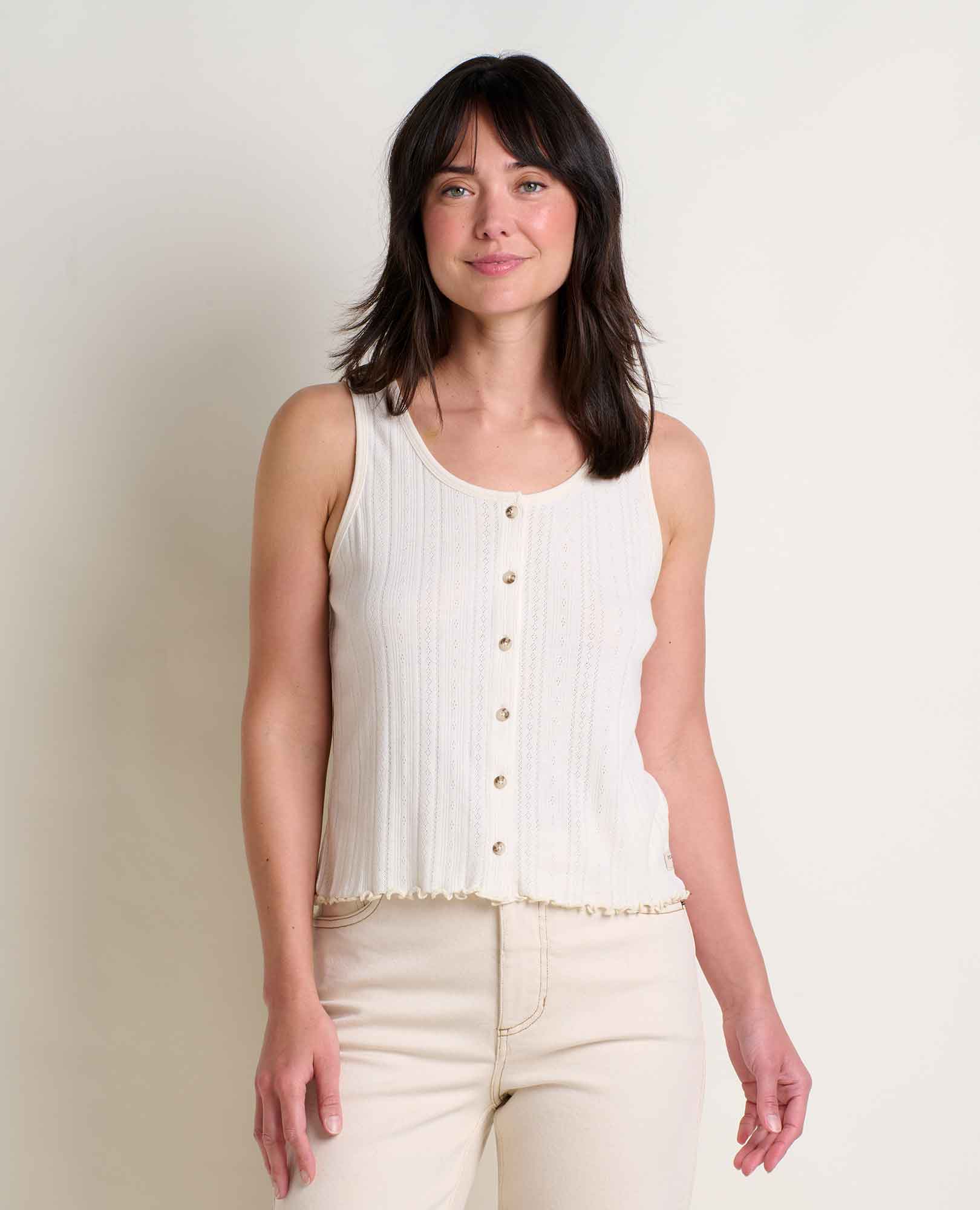 Foothill Pointelle Button Tank - Coyean