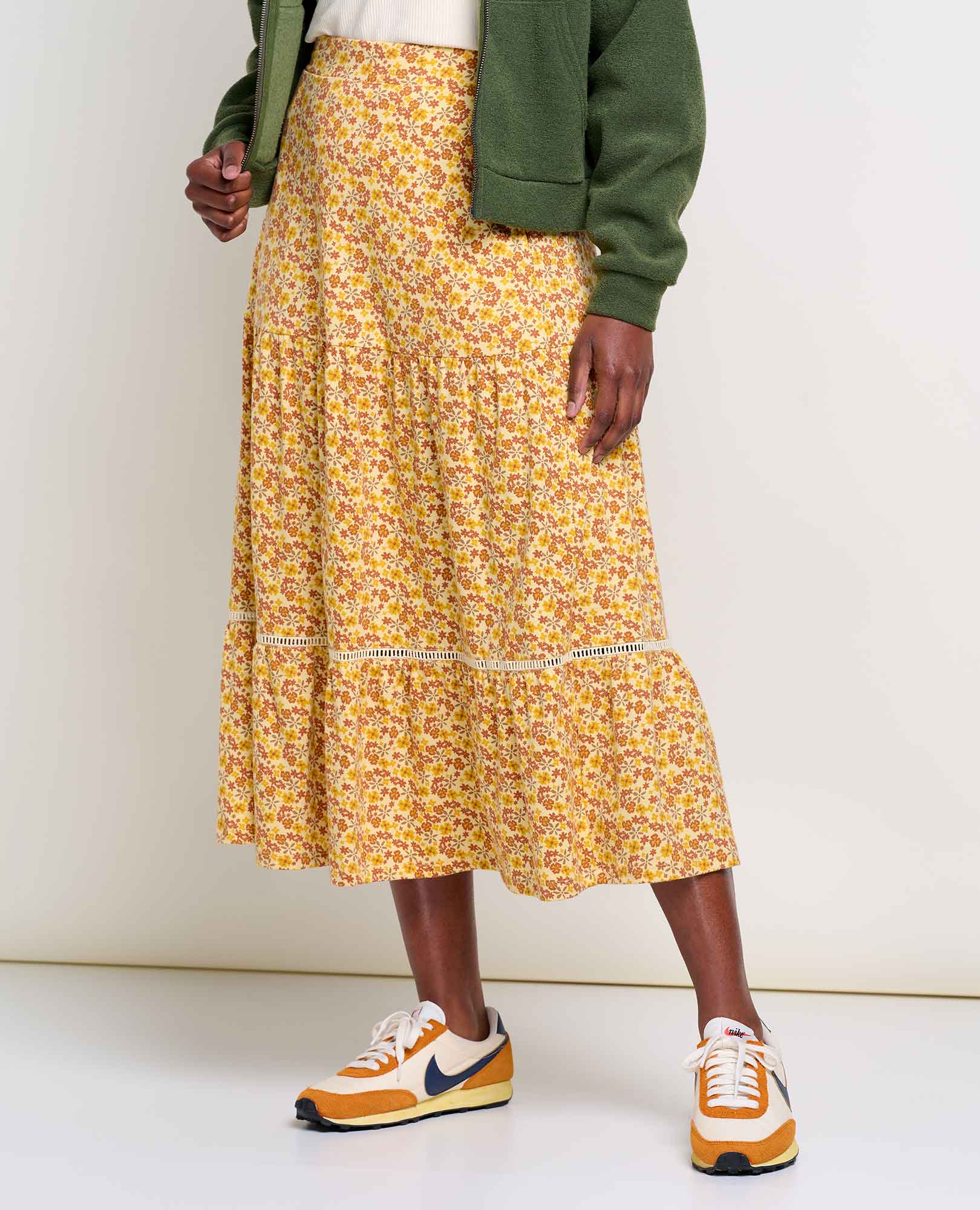 Marigold Tiered Midi Skirt - Coyean
