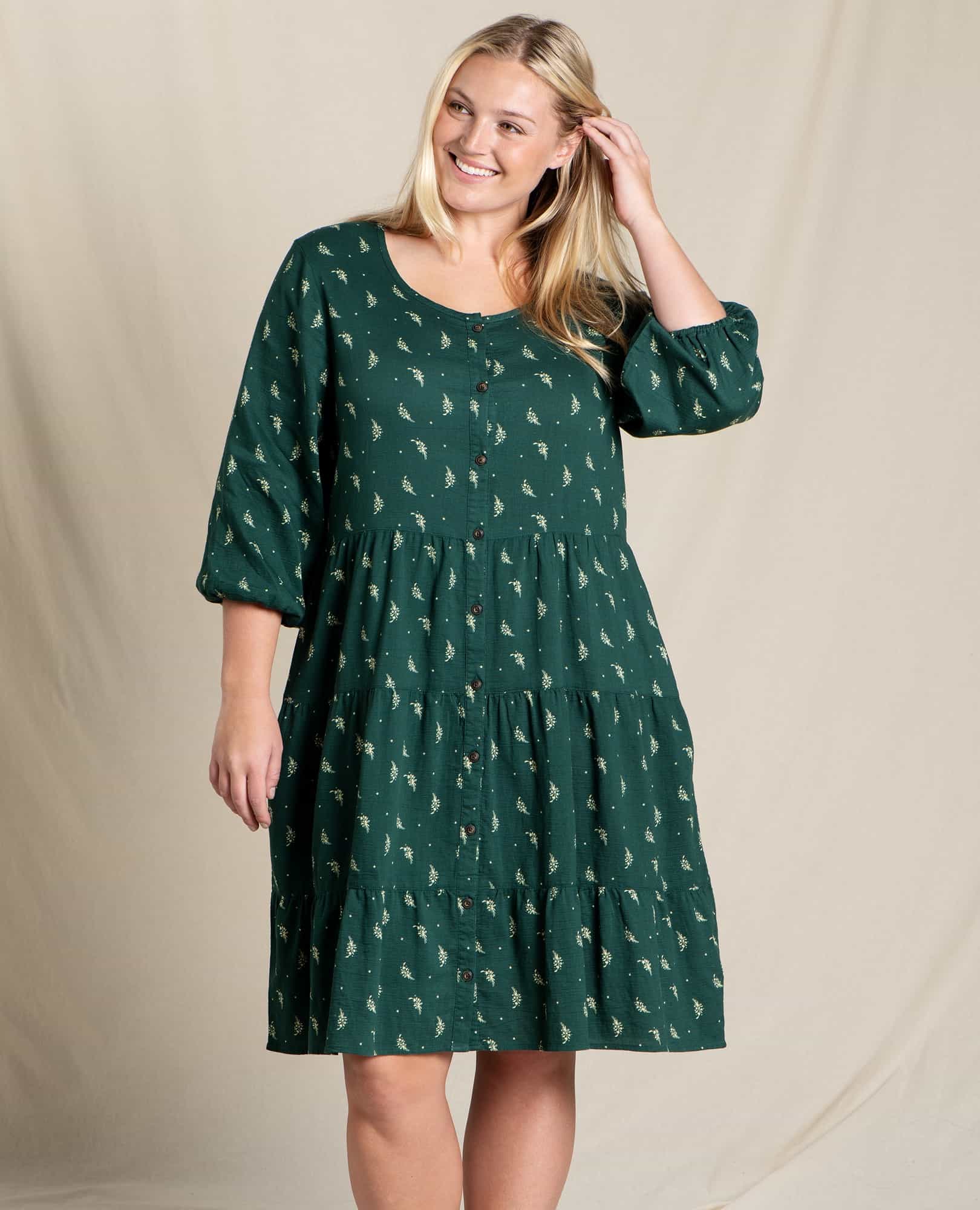 Manzana Tiered Long Sleeve Dress - Coyean