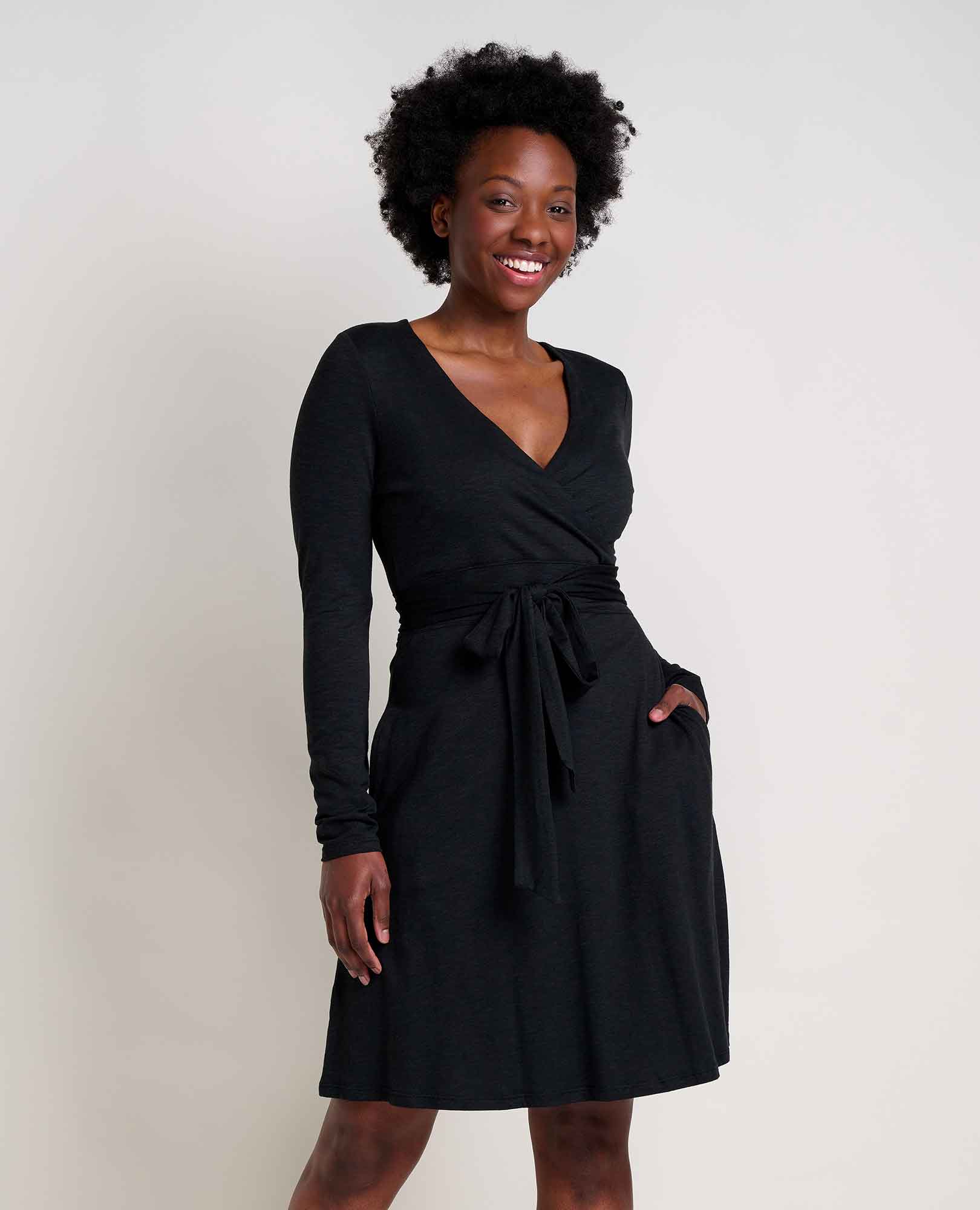 Cue Wrap Long Sleeve Dress - Coyean