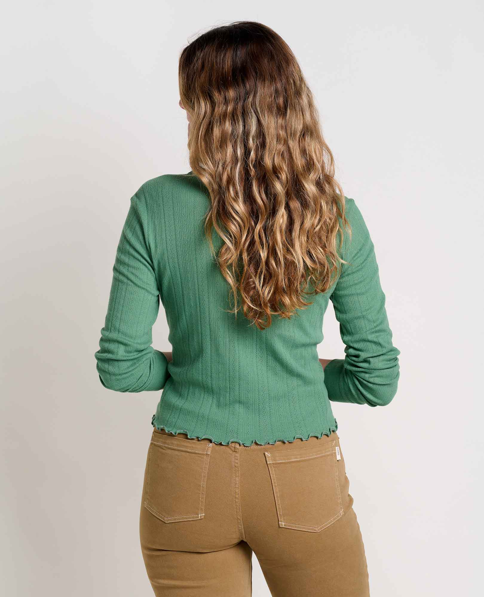 Foothill Pointelle Long Sleeve Crew - Coyean