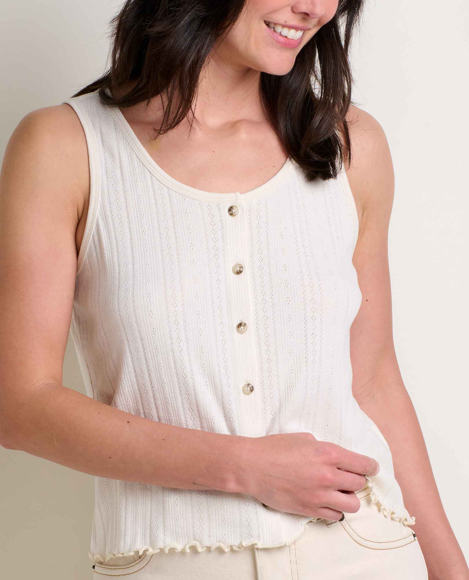 Foothill Pointelle Button Tank - Coyean