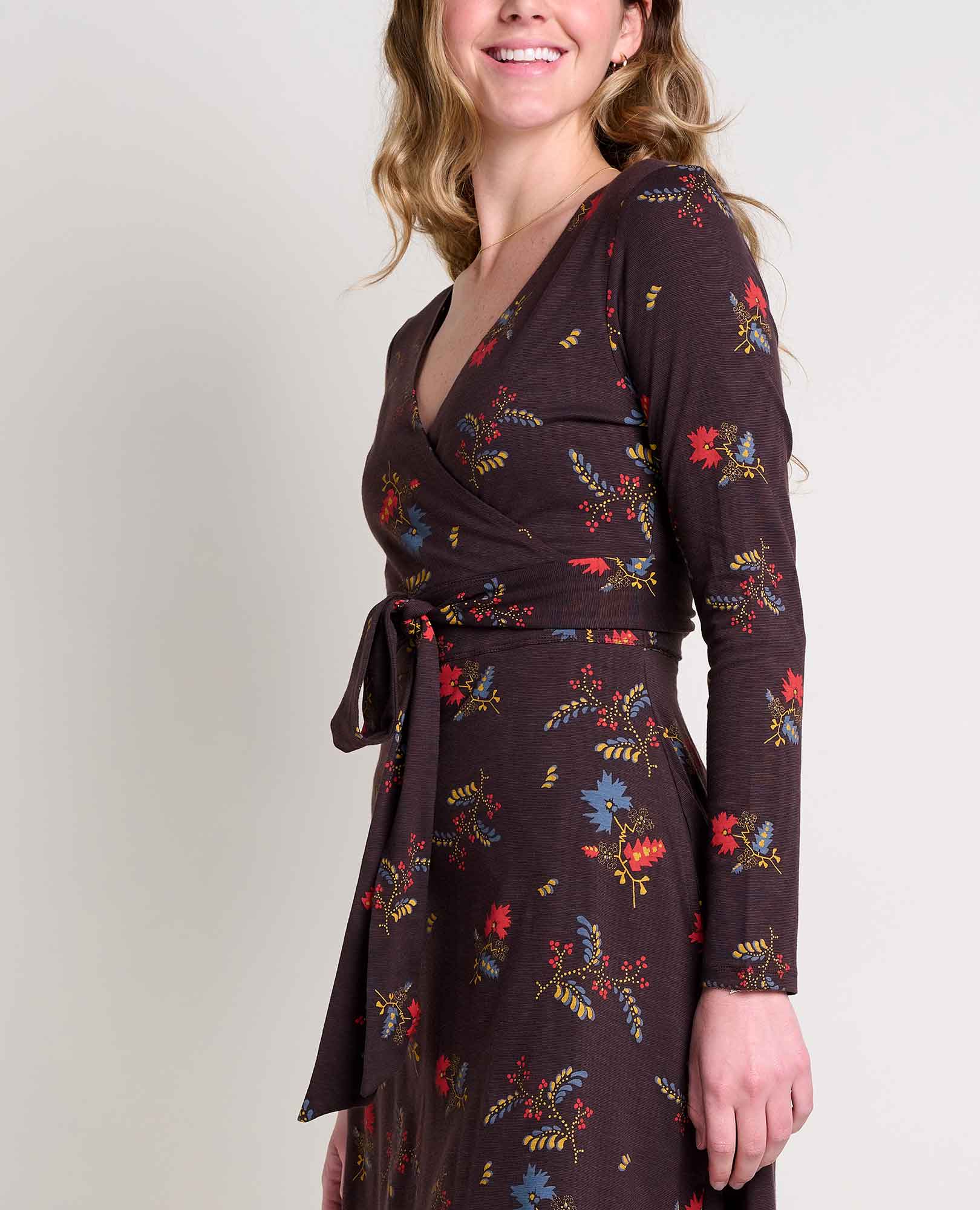 Cue Wrap Long Sleeve Dress - Coyean