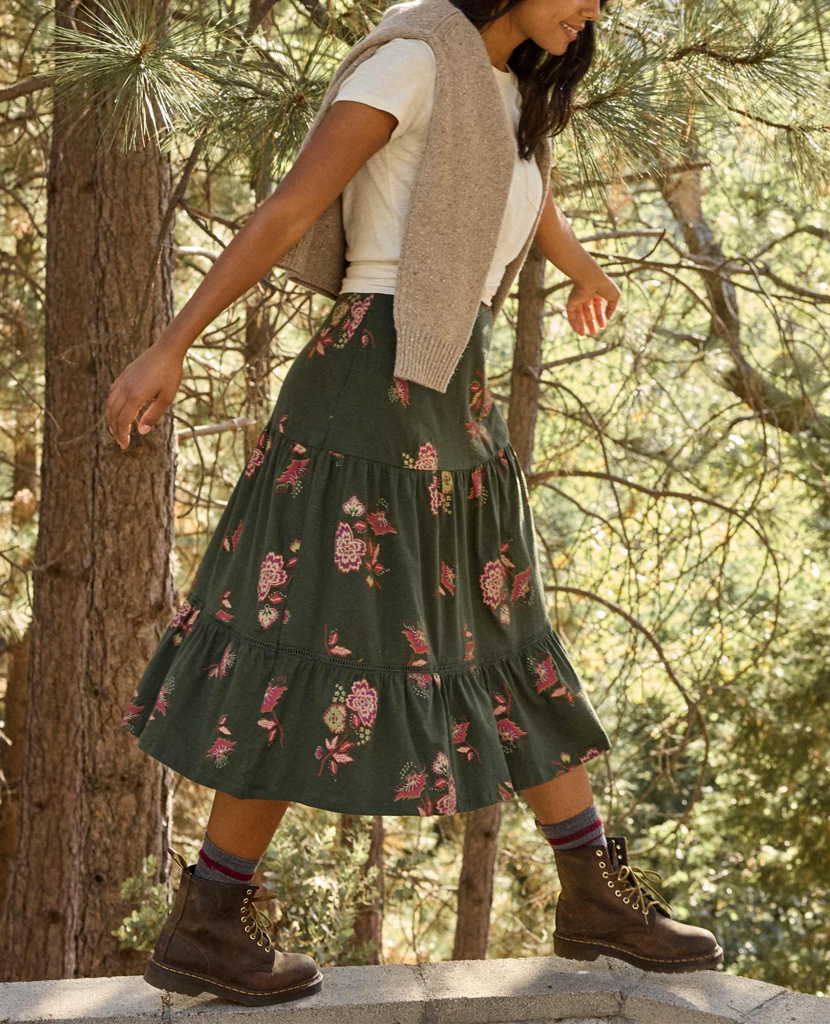 Marigold Tiered Midi Skirt - Coyean