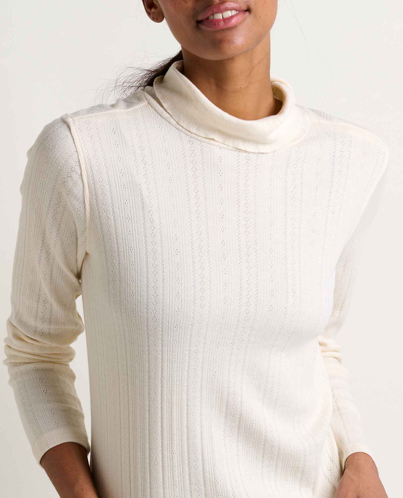 Foothill Pointelle Long Sleeve T-Neck - Coyean