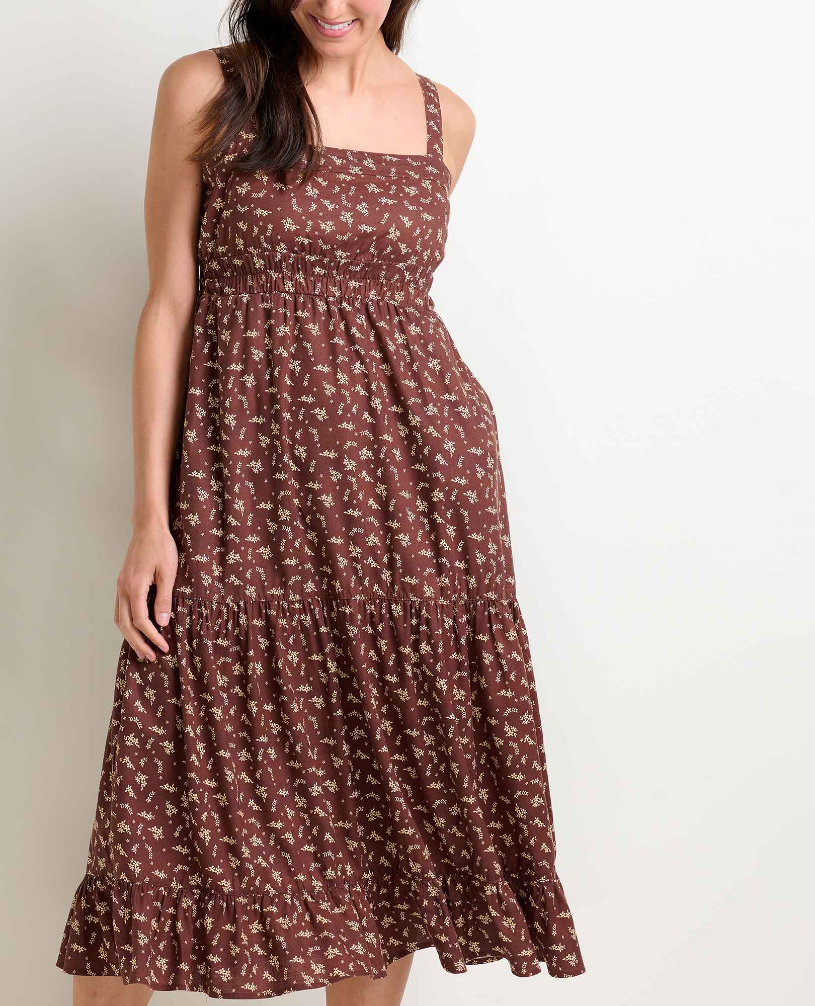 Taj Hemp Tiered Midi Dress - Coyean