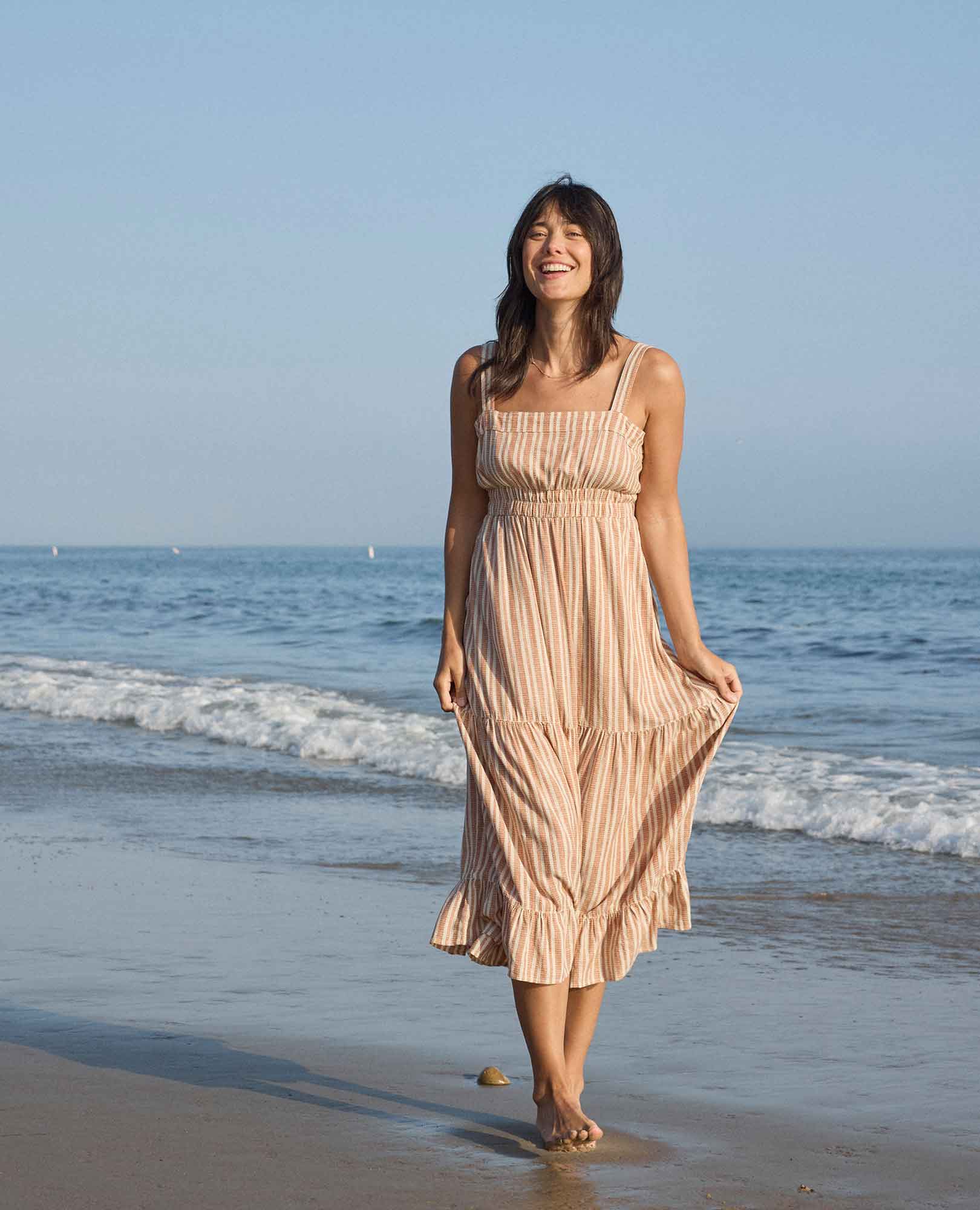 Taj Hemp Tiered Midi Dress - Coyean