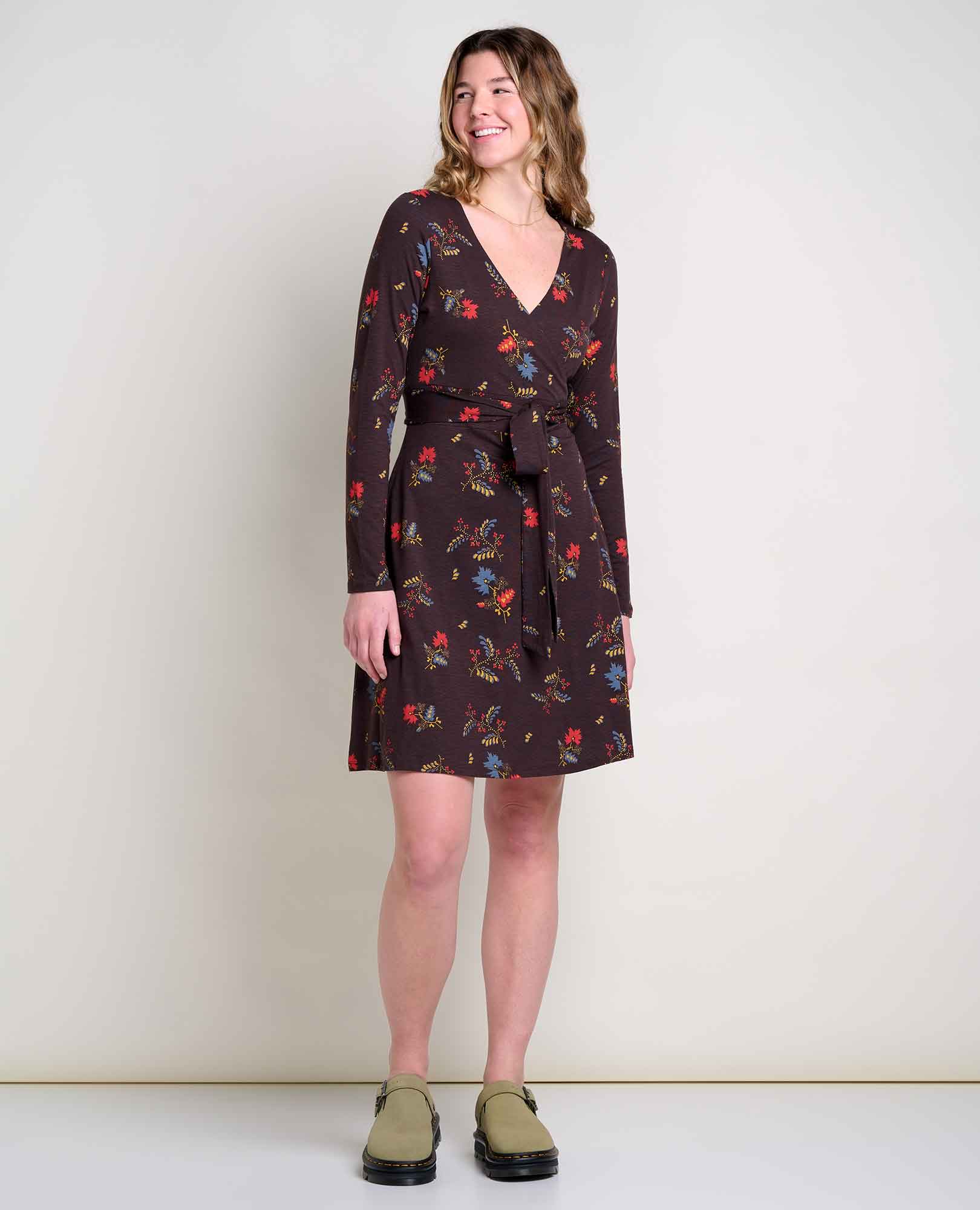 Cue Wrap Long Sleeve Dress - Coyean