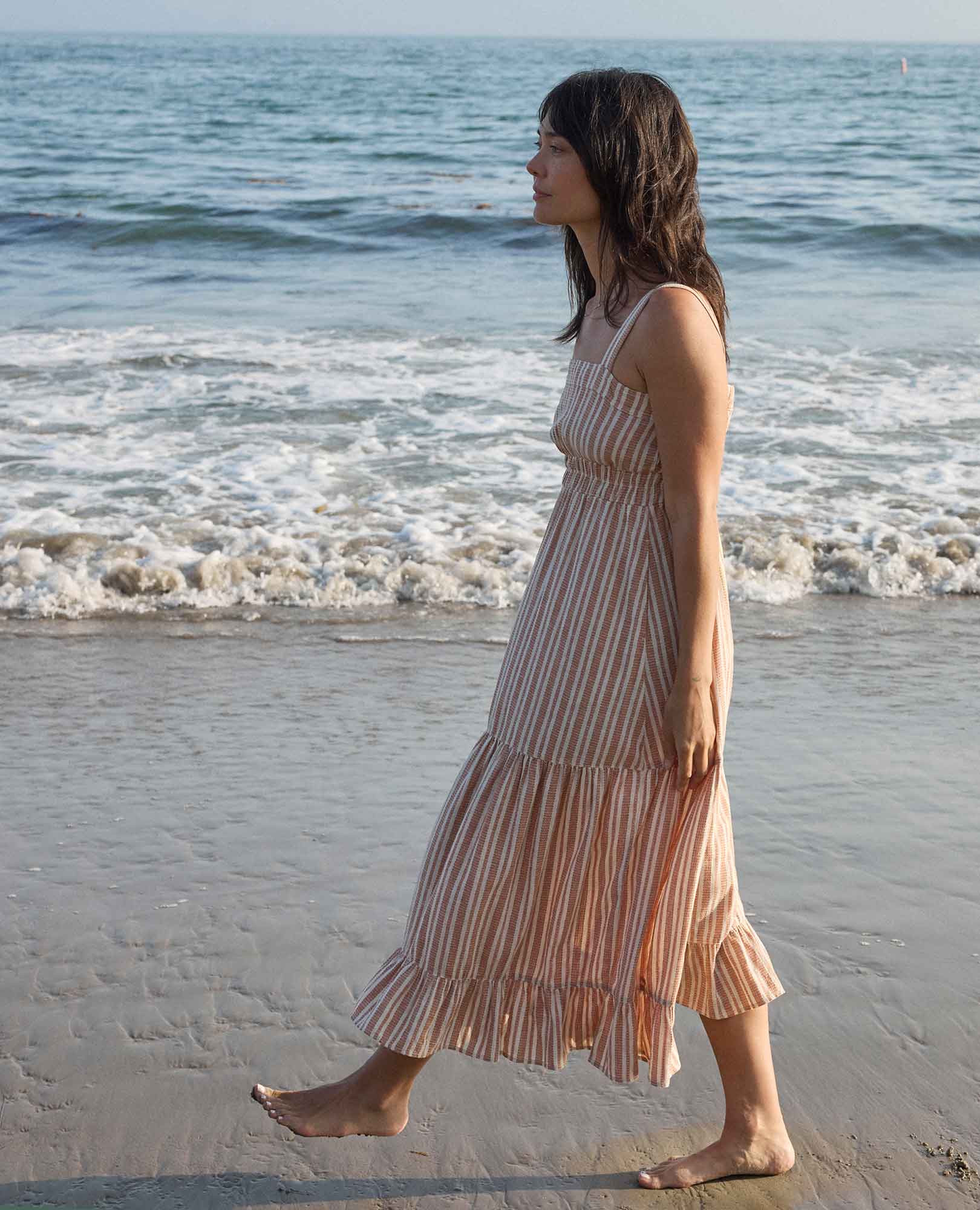 Taj Hemp Tiered Midi Dress - Coyean