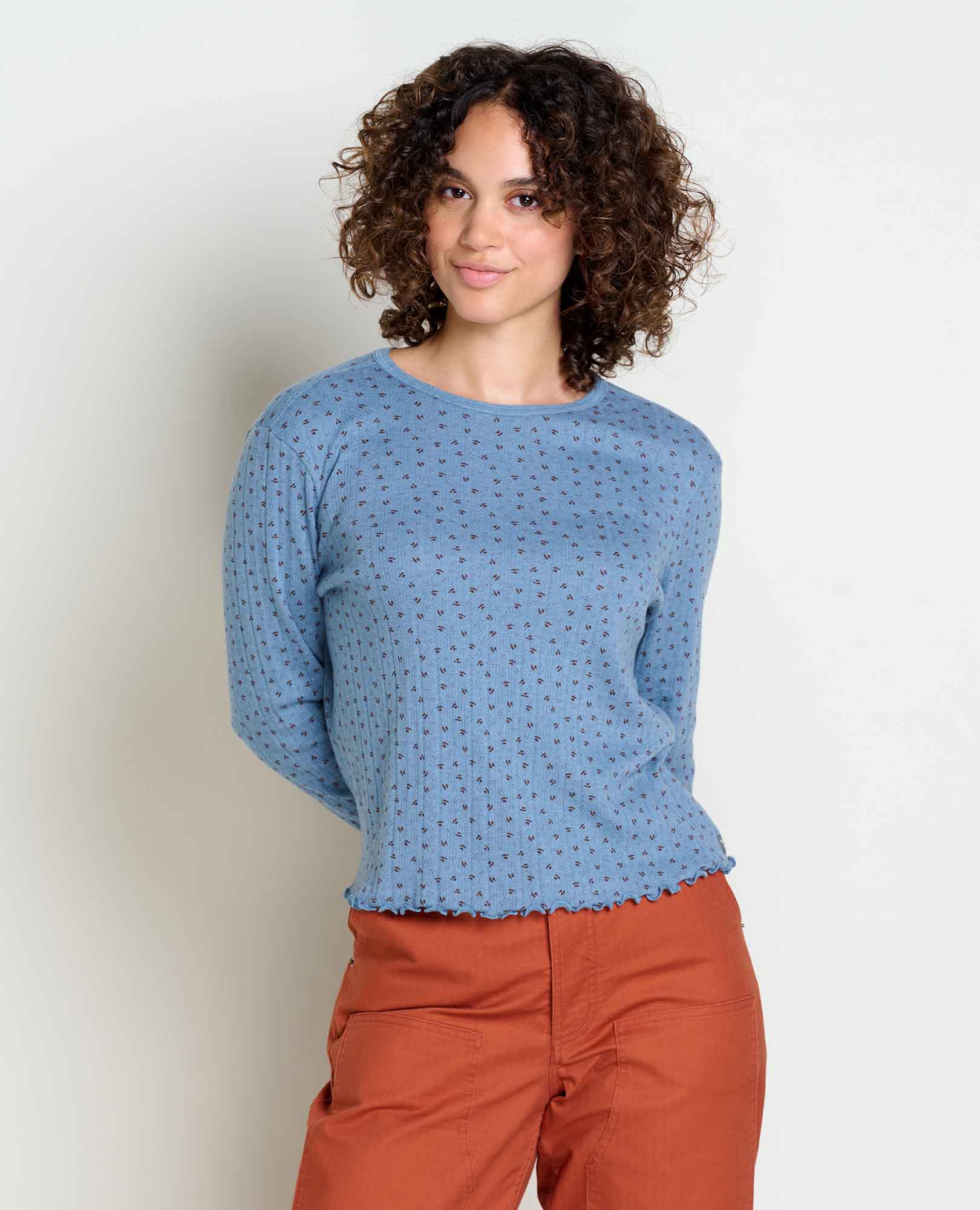 Foothill Pointelle Long Sleeve Crew - Coyean