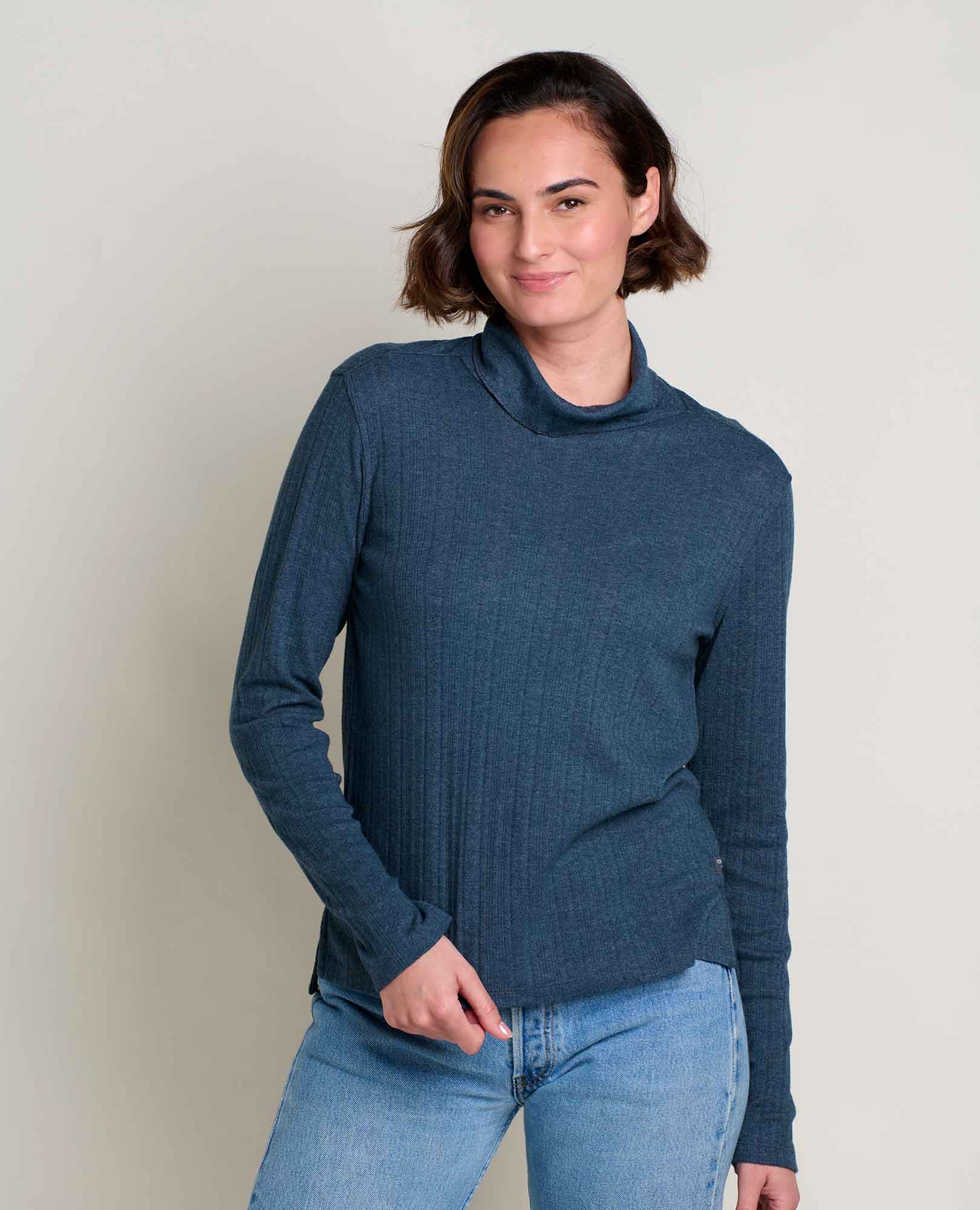 Foothill Pointelle Long Sleeve T-Neck - Coyean