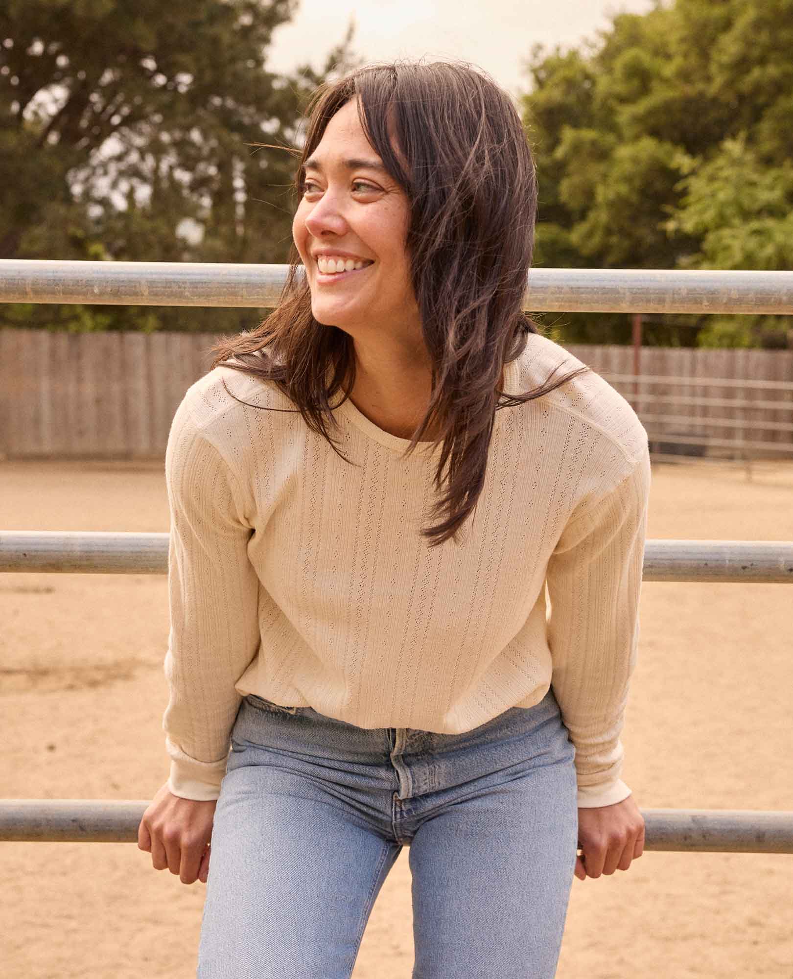 Foothill Pointelle Long Sleeve Crew - Coyean