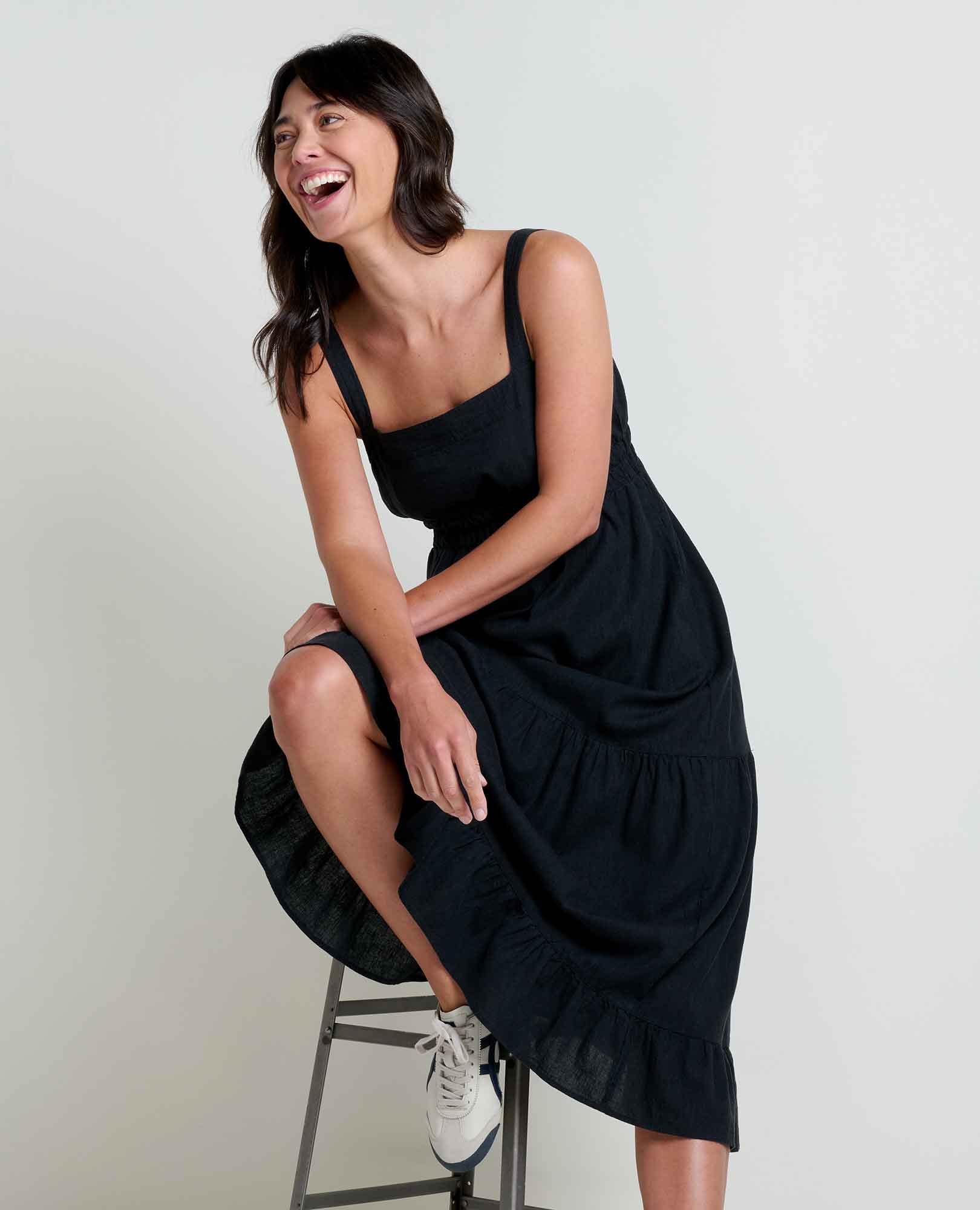 Taj Hemp Tiered Midi Dress - Coyean