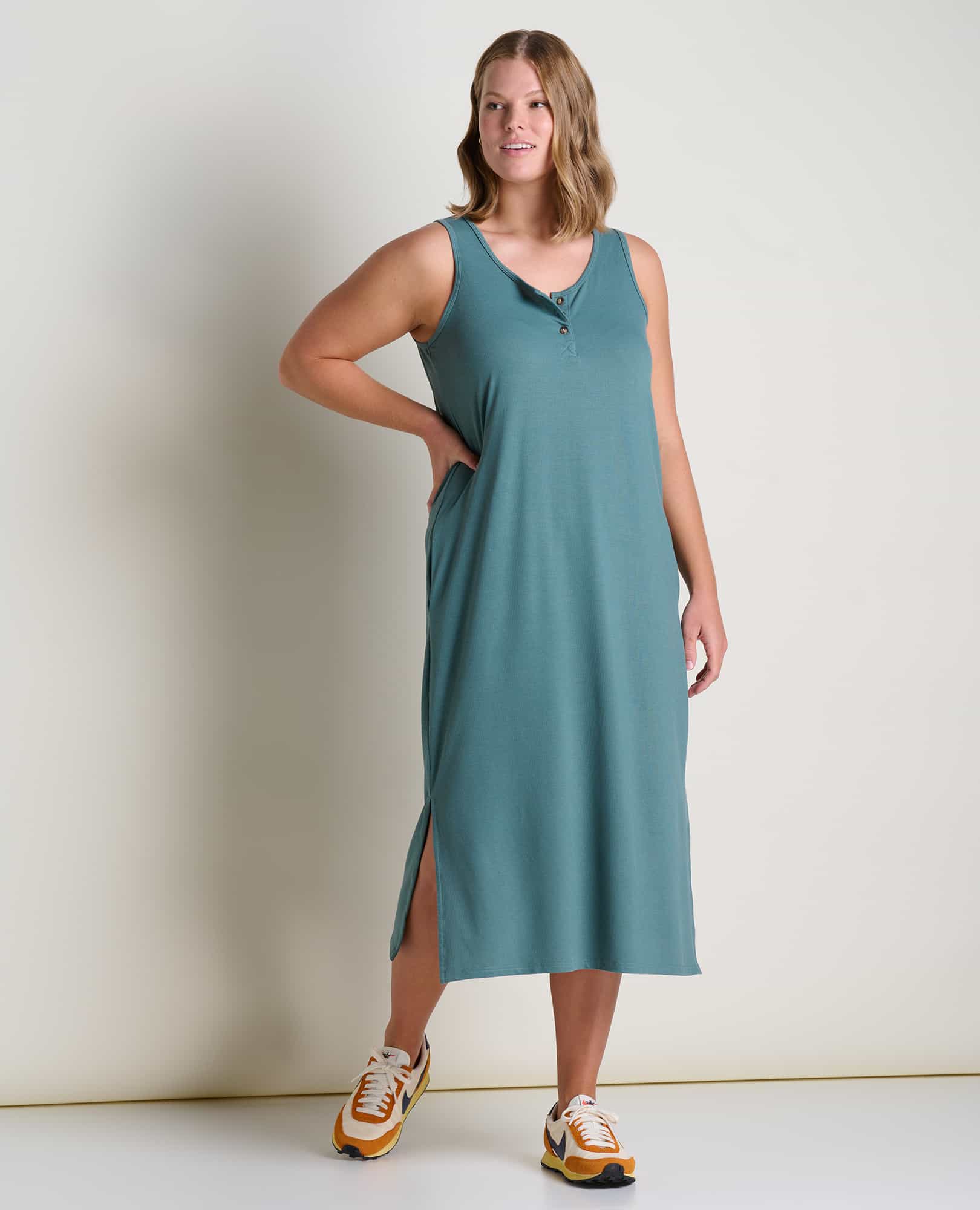 Piru Henley Midi Tank Dress - Coyean