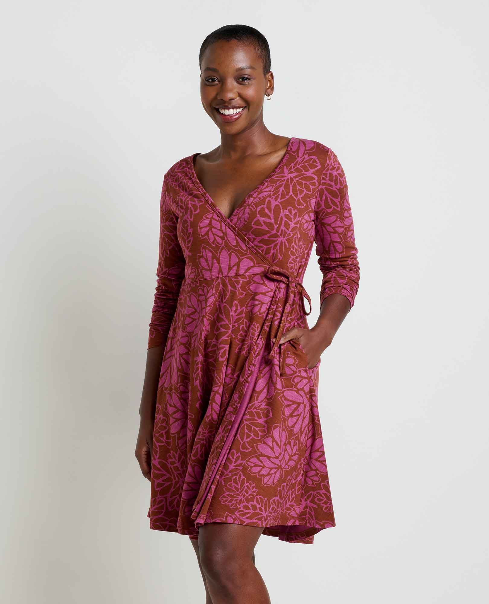 Freesia Long Sleeve Wrap Dress - Coyean