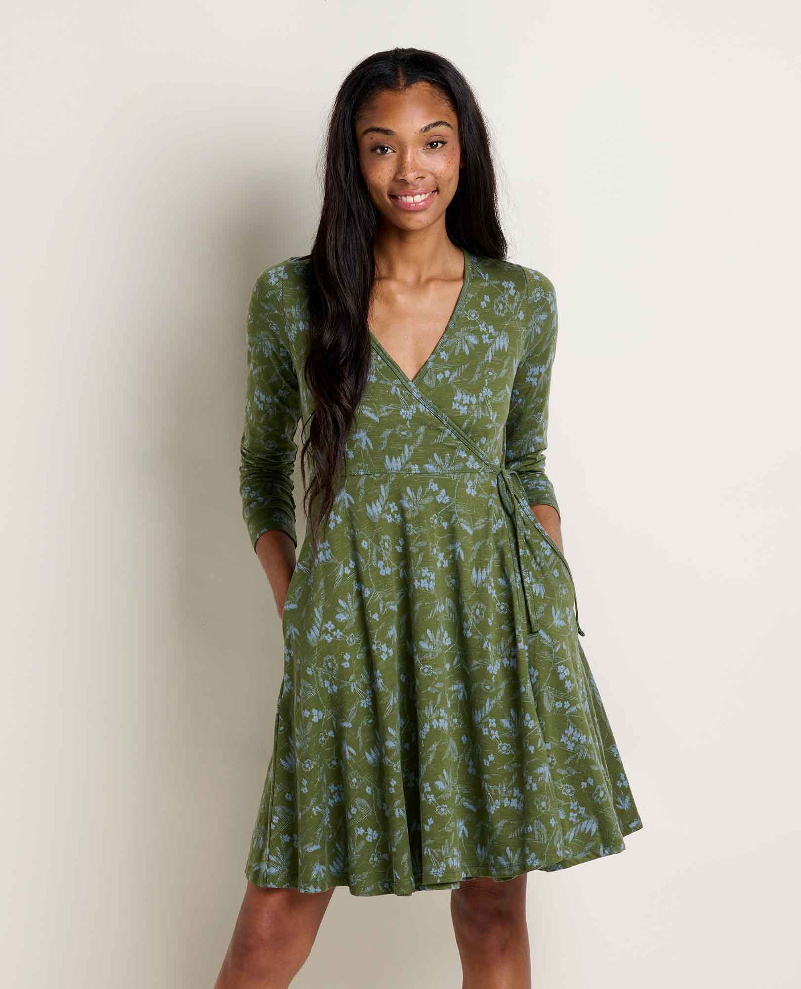 Freesia Long Sleeve Wrap Dress - Coyean