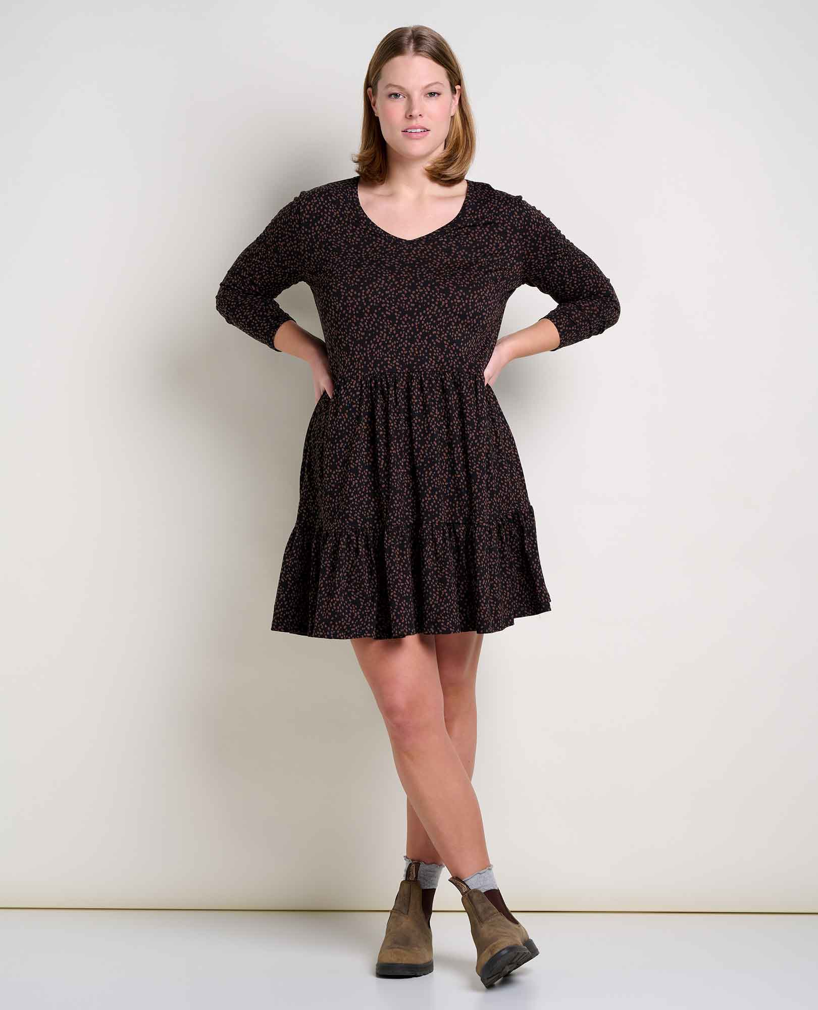 Marley Tiered Long Sleeve Dress - Coyean