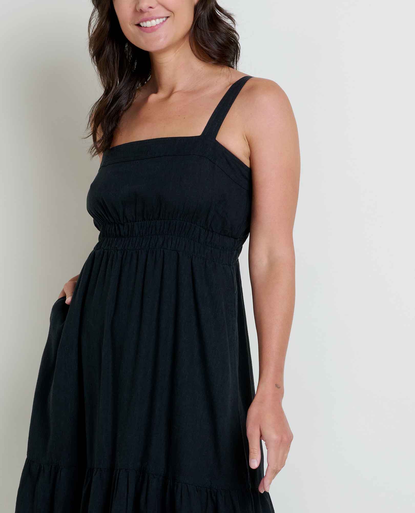 Taj Hemp Tiered Midi Dress - Coyean