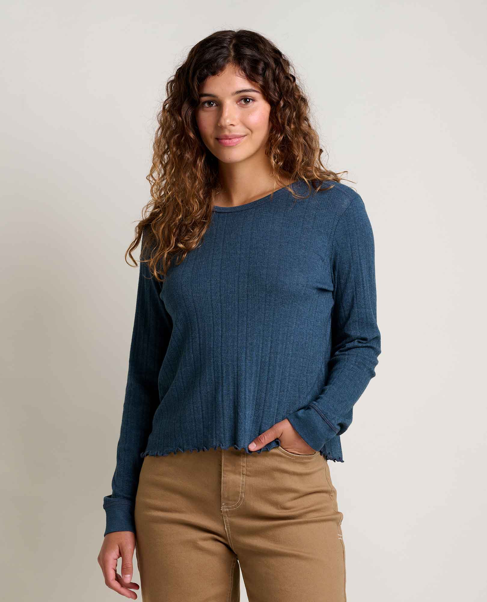 Foothill Pointelle Long Sleeve Crew - Coyean