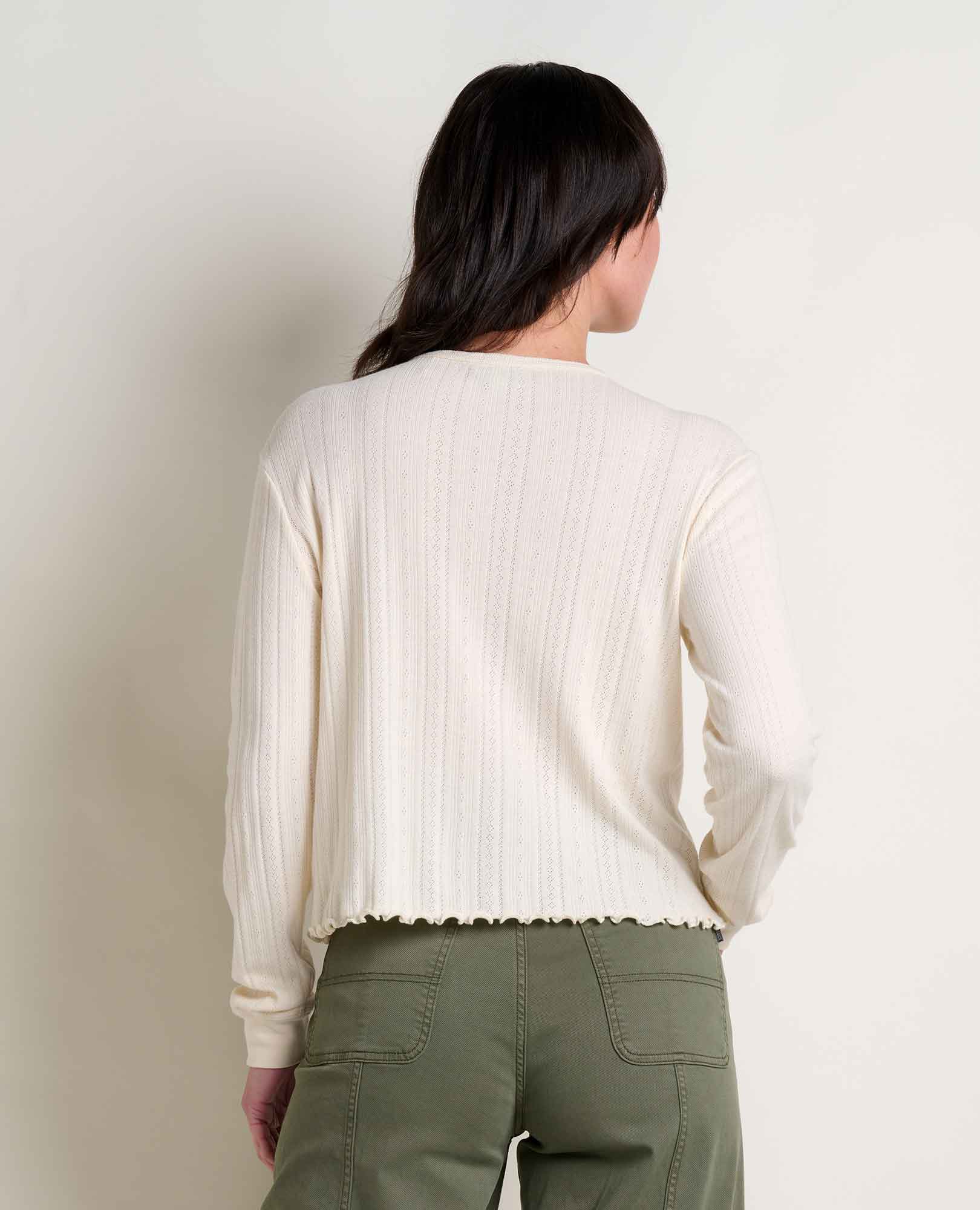 Foothill Pointelle Long Sleeve Crew - Coyean