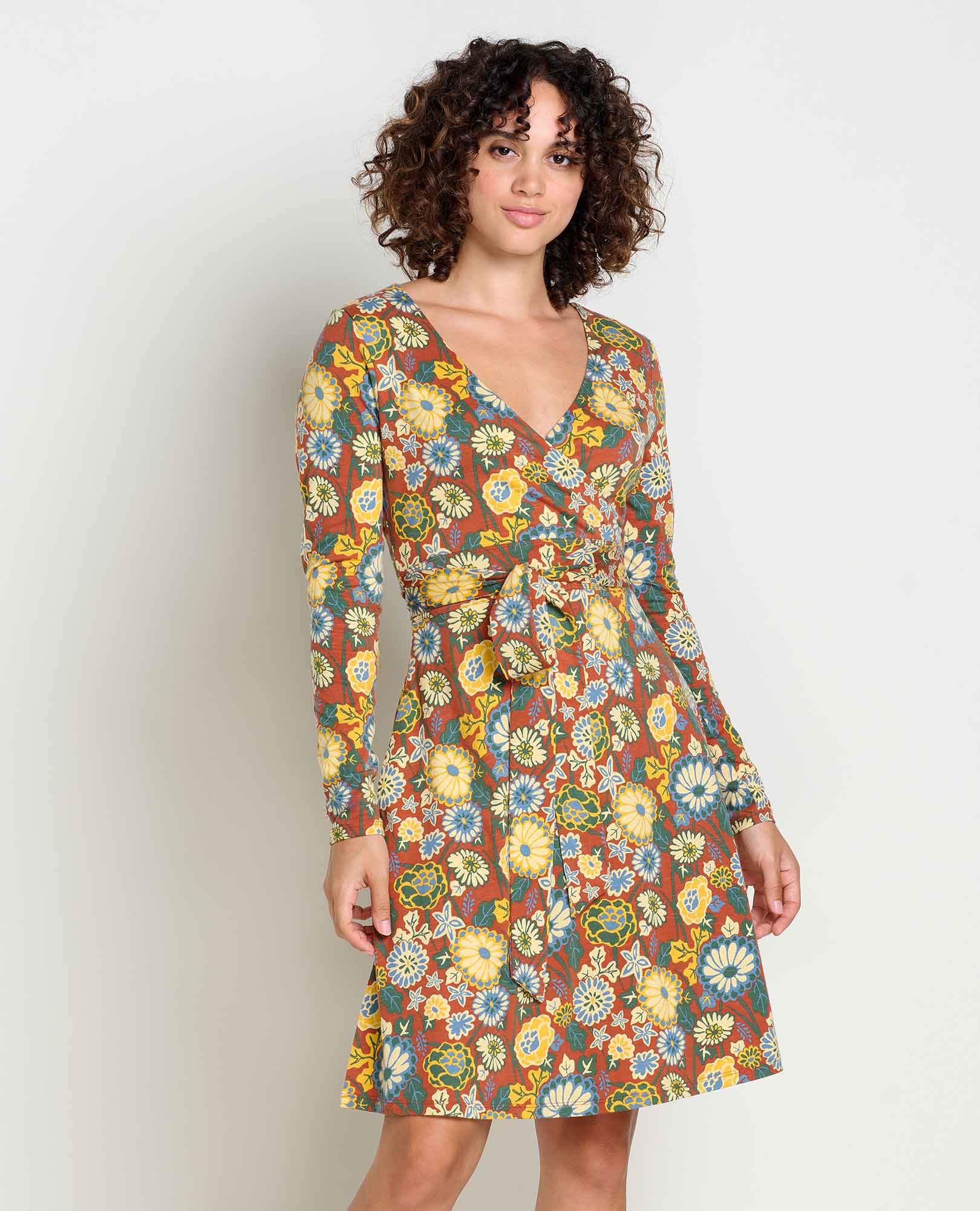 Cue Wrap Long Sleeve Dress - Coyean