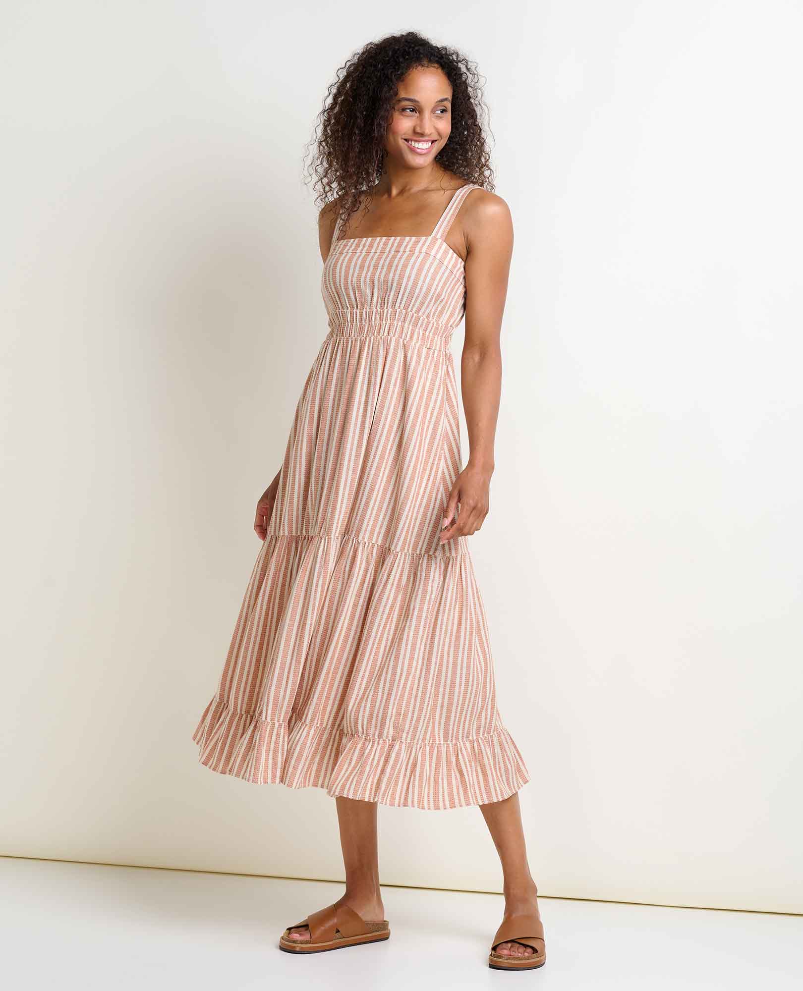 Taj Hemp Tiered Midi Dress - Coyean
