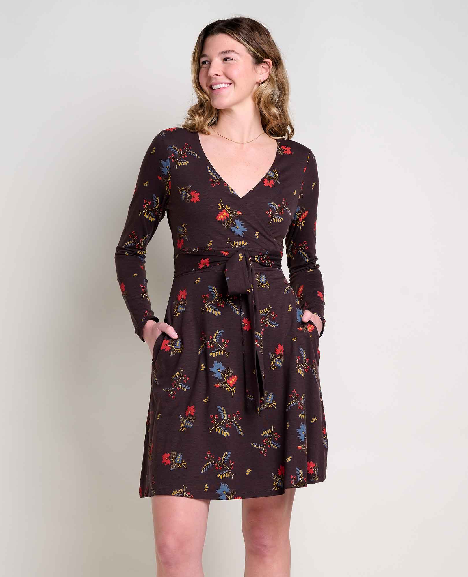 Cue Wrap Long Sleeve Dress - Coyean