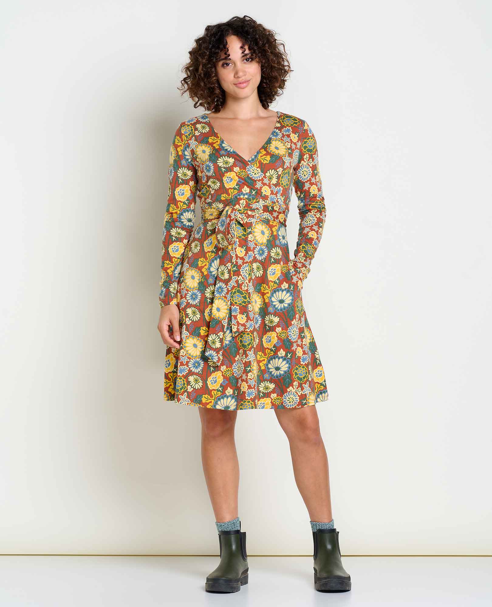 Cue Wrap Long Sleeve Dress - Coyean