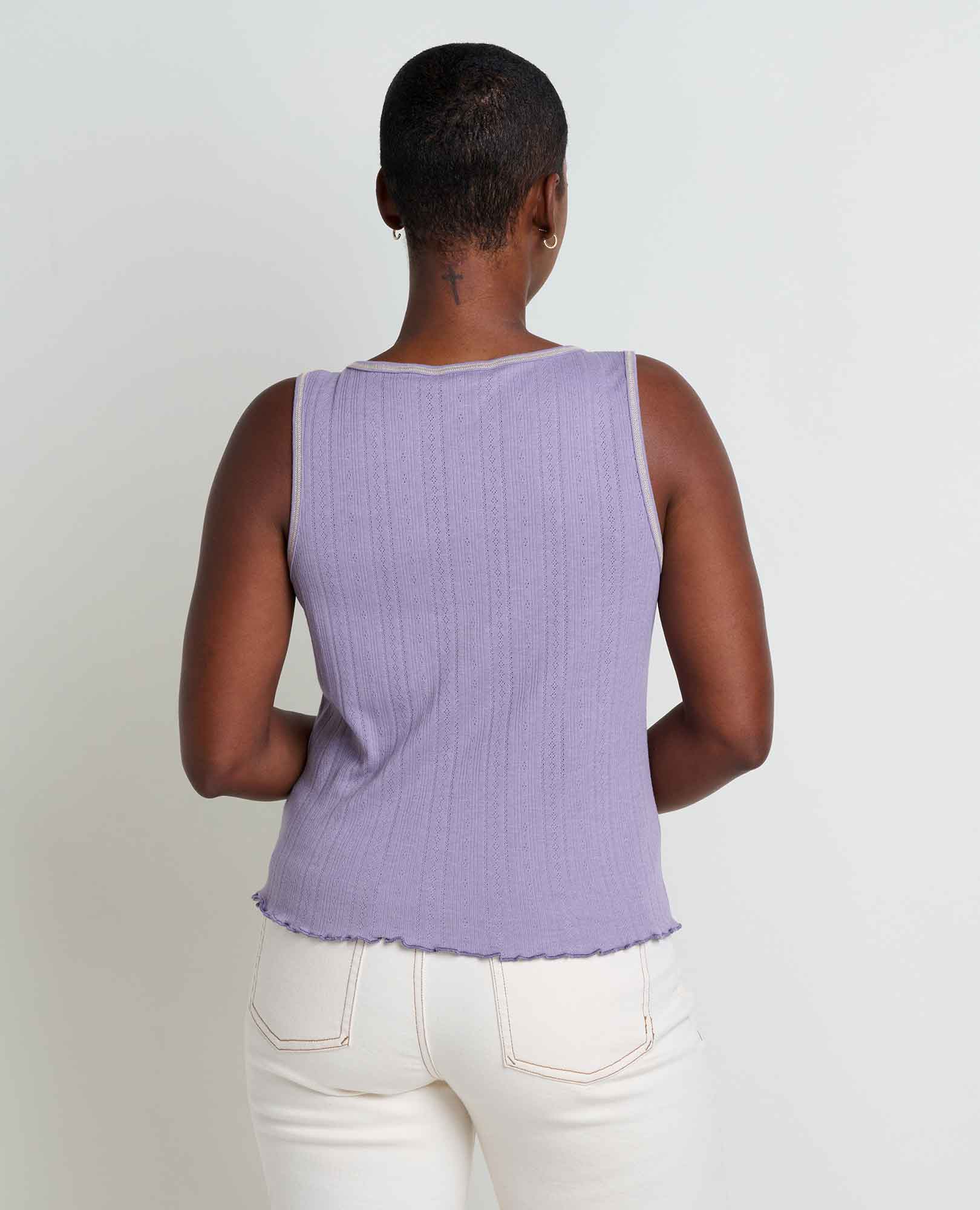 Foothill Pointelle Button Tank - Coyean