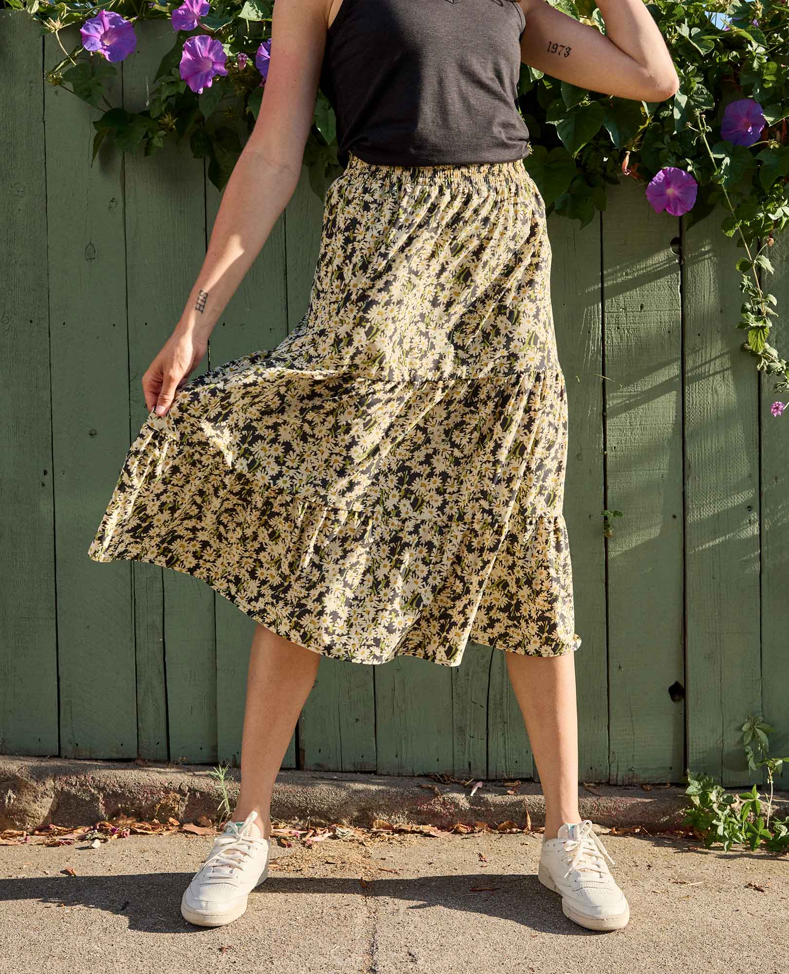Sunkissed Tiered Midi Skirt - Coyean
